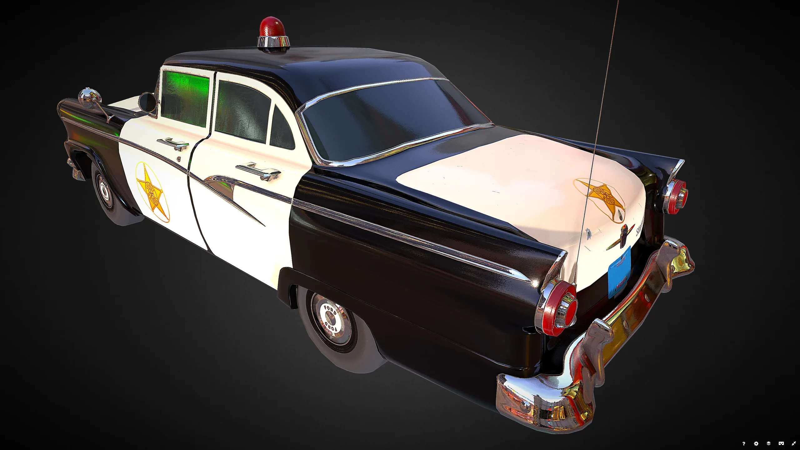 Vintage Police Car - Low Poly