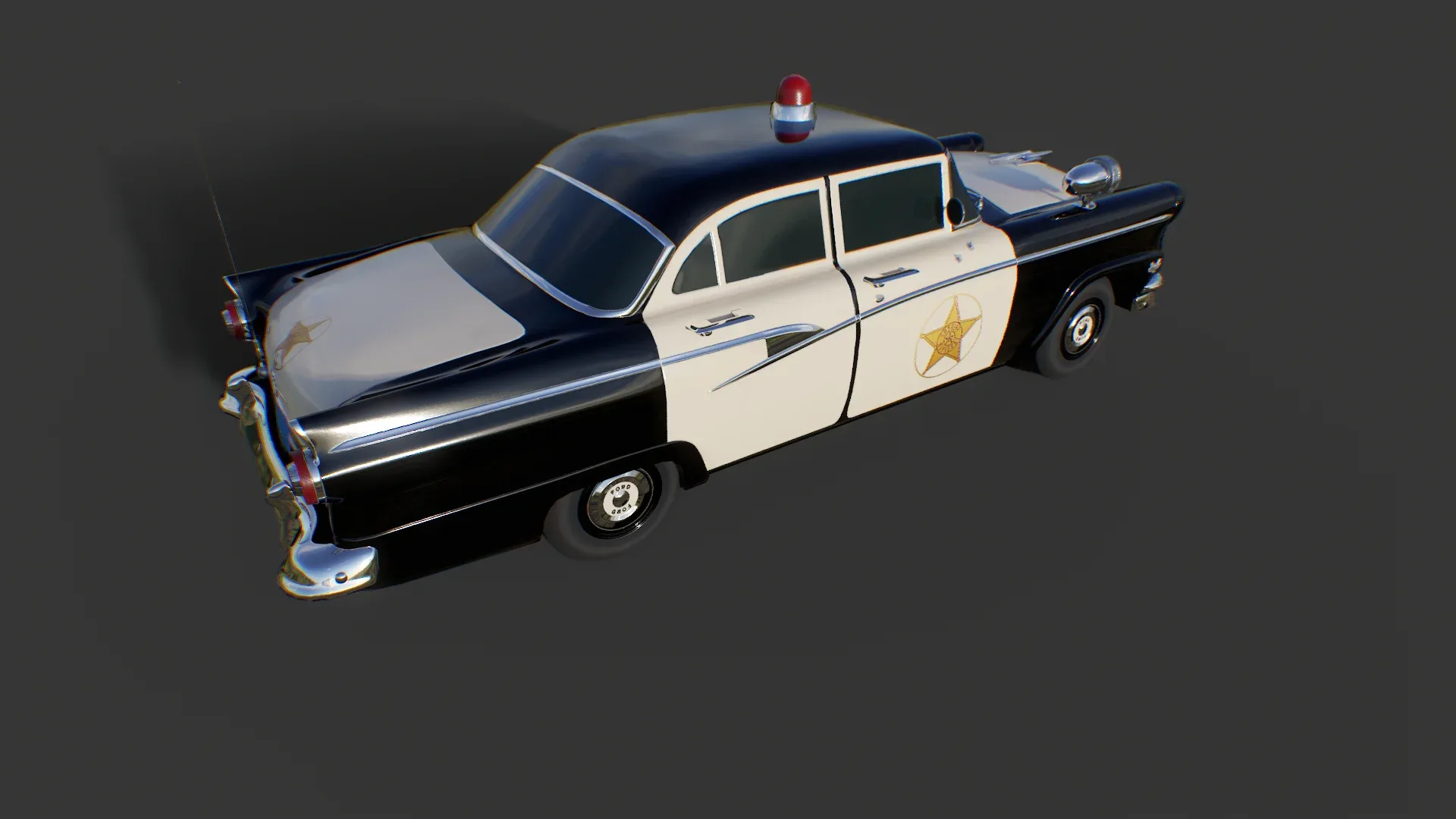 Vintage Police Car - Low Poly