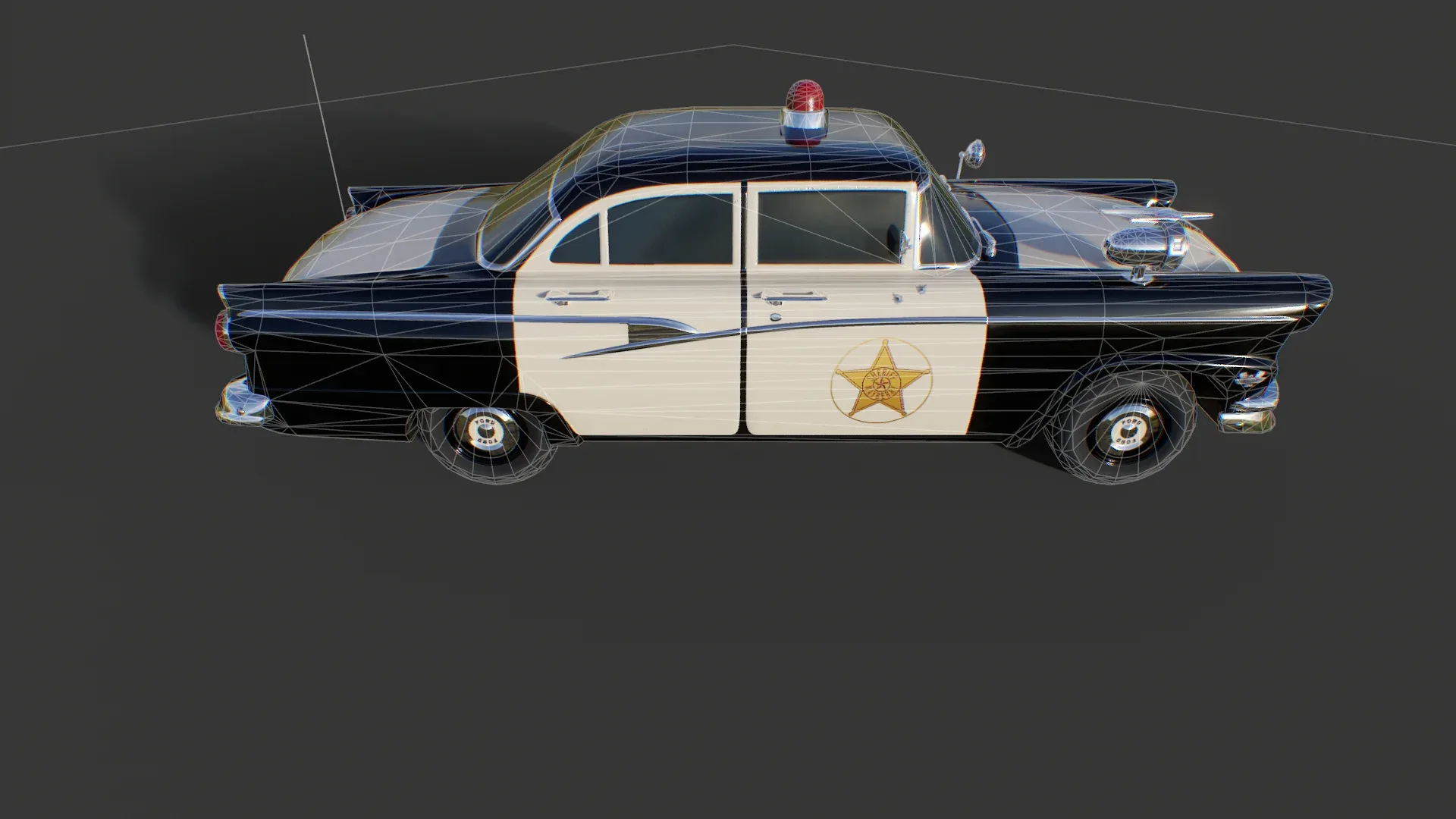 Vintage Police Car - Low Poly