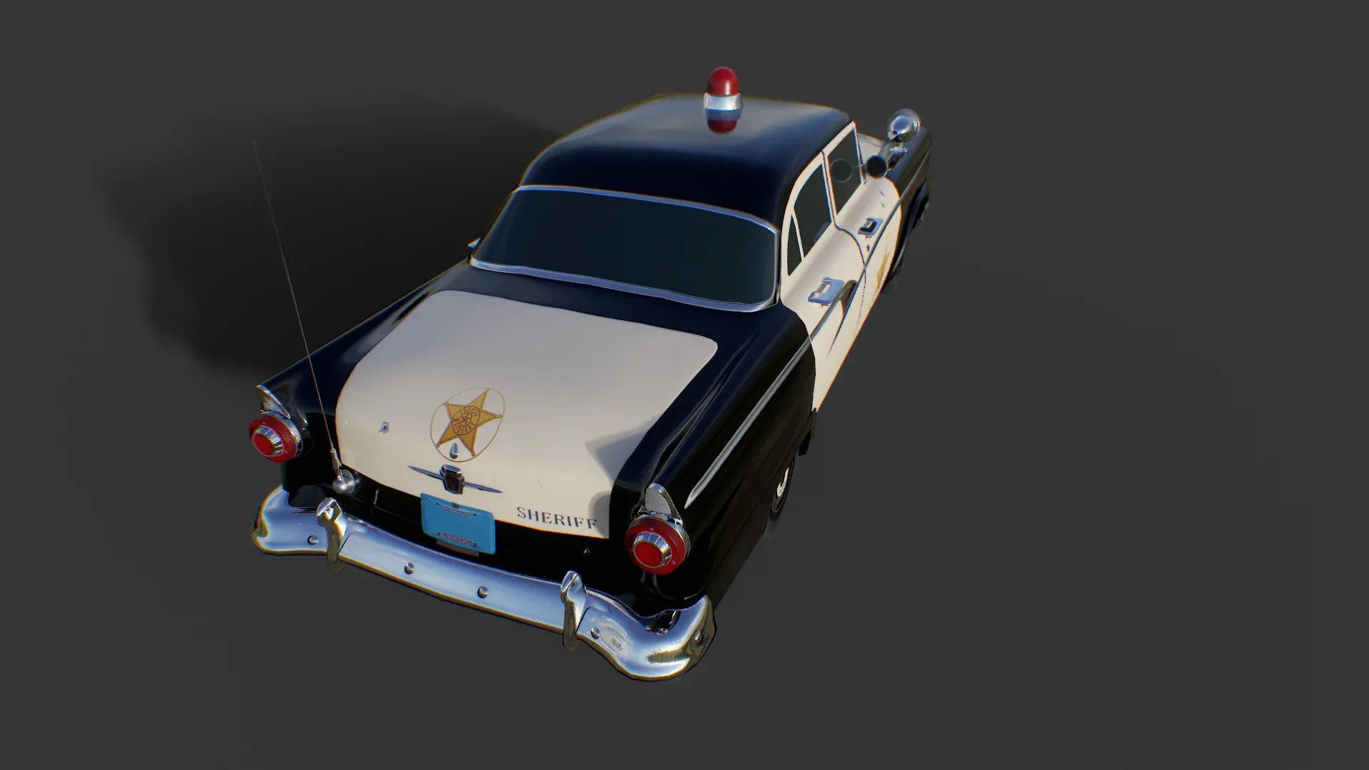 Vintage Police Car - Low Poly