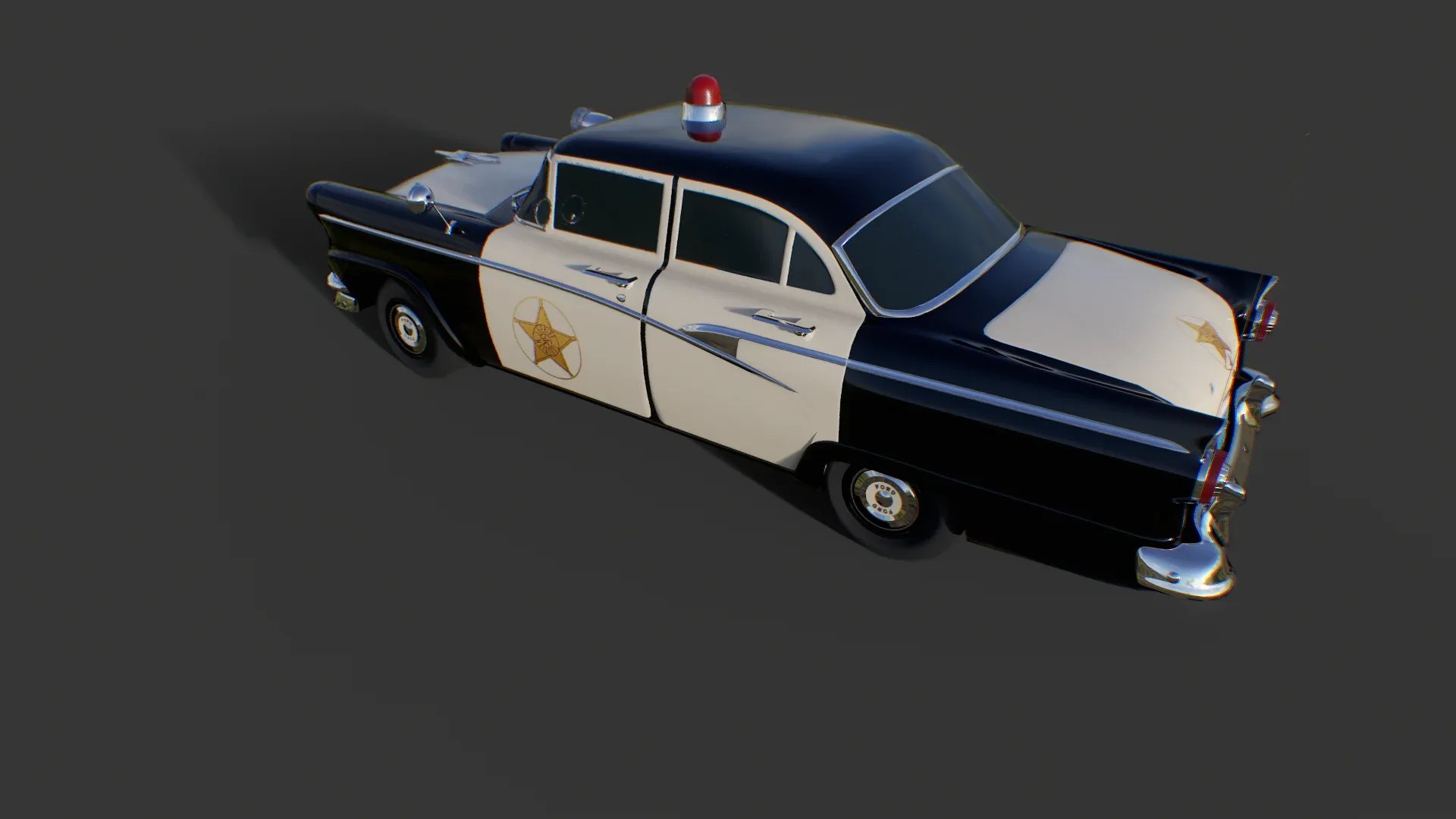 Vintage Police Car - Low Poly