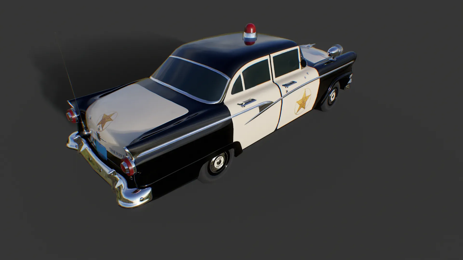 Vintage Police Car - Low Poly