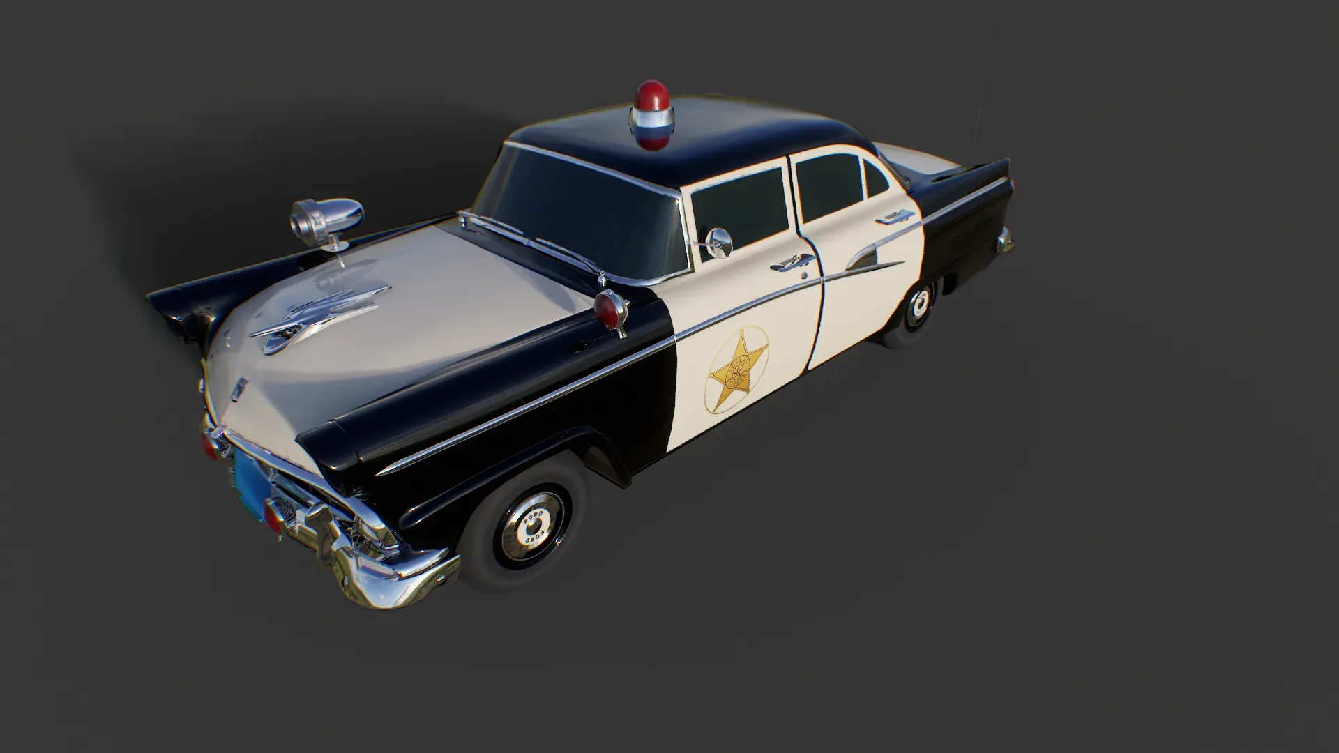 Vintage Police Car - Low Poly