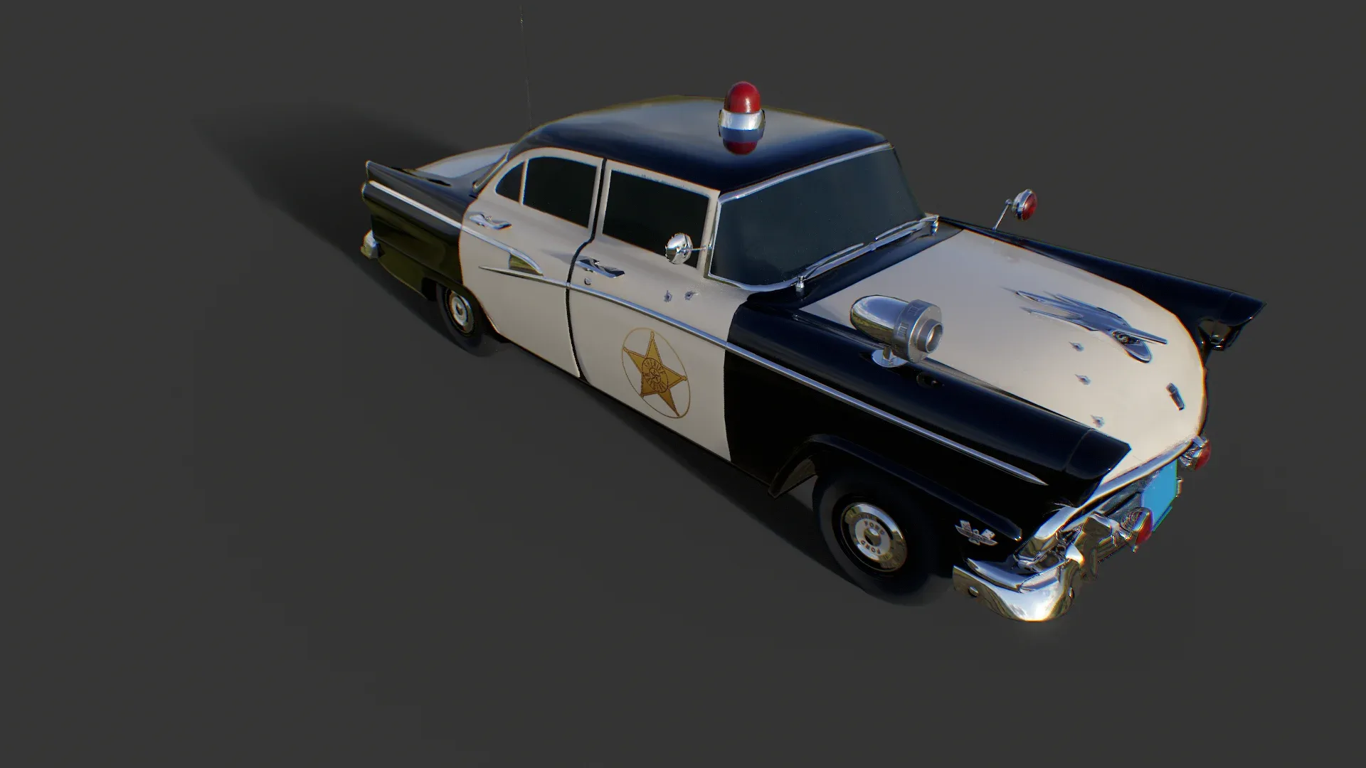 Vintage Police Car - Low Poly