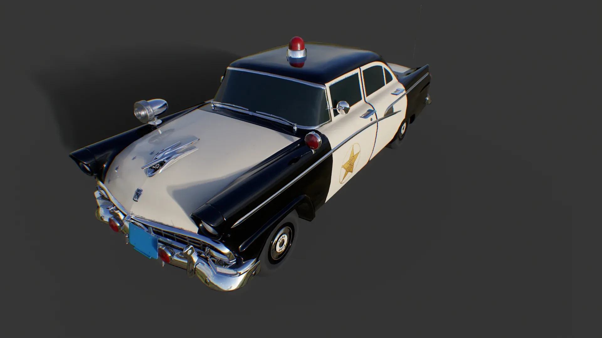 Vintage Police Car - Low Poly