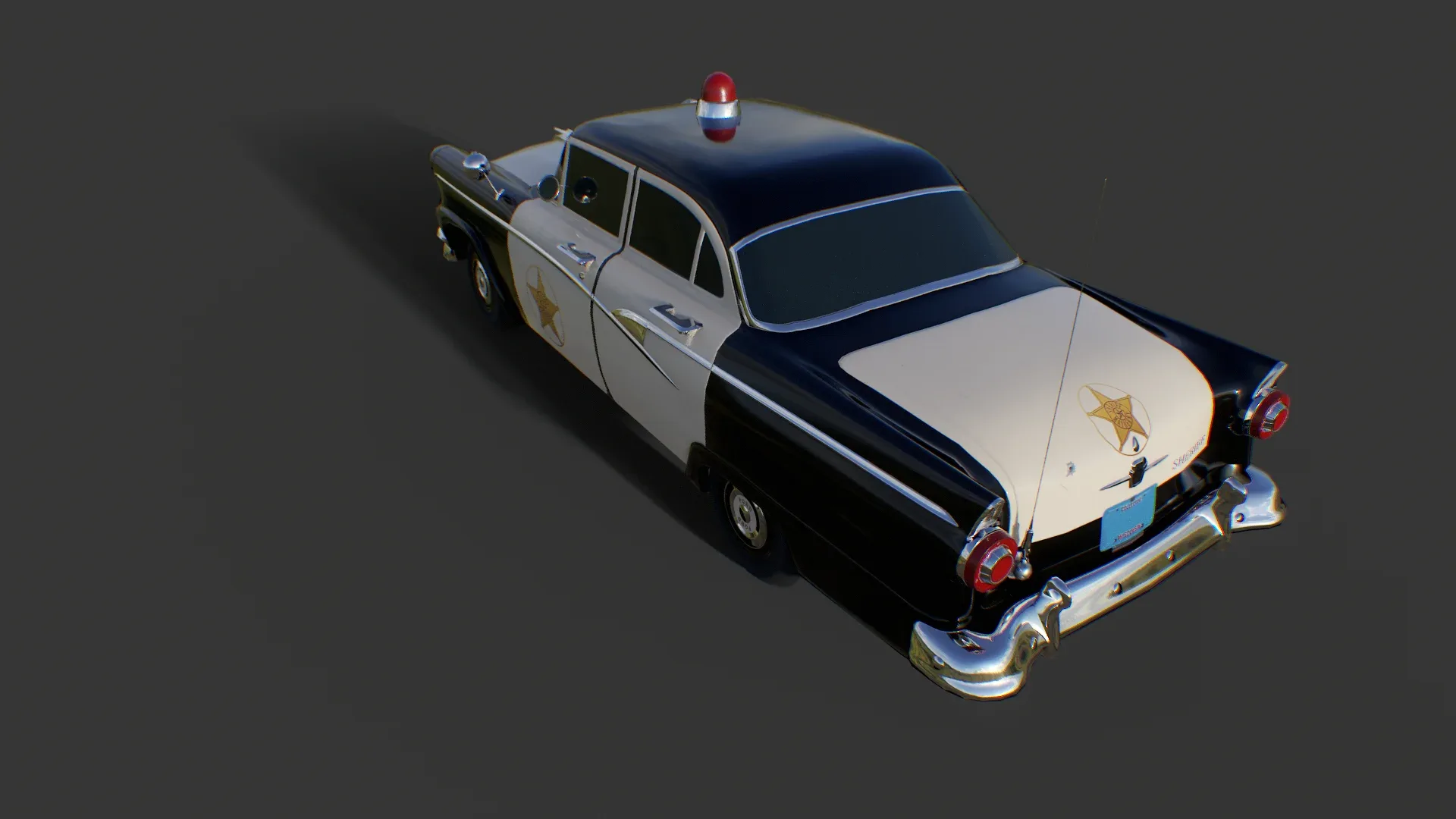 Vintage Police Car - Low Poly