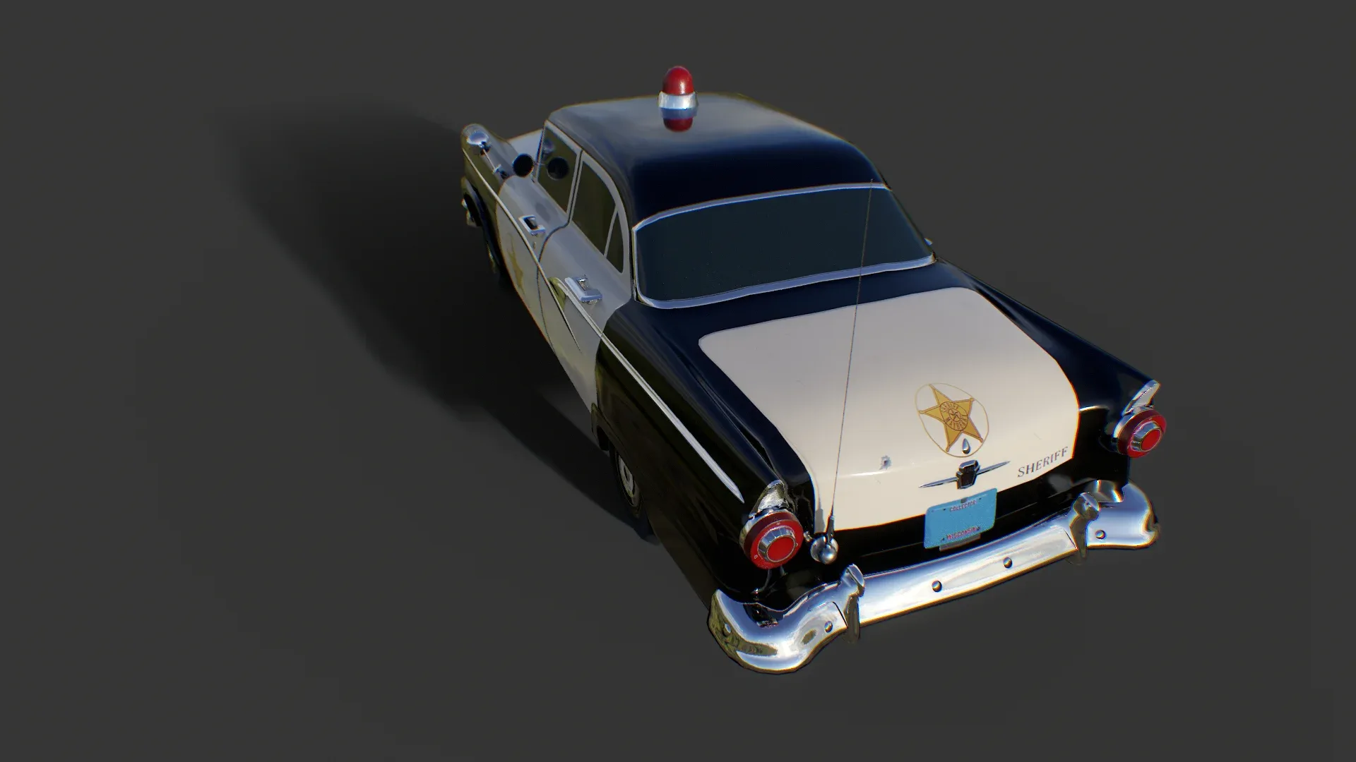 Vintage Police Car - Low Poly