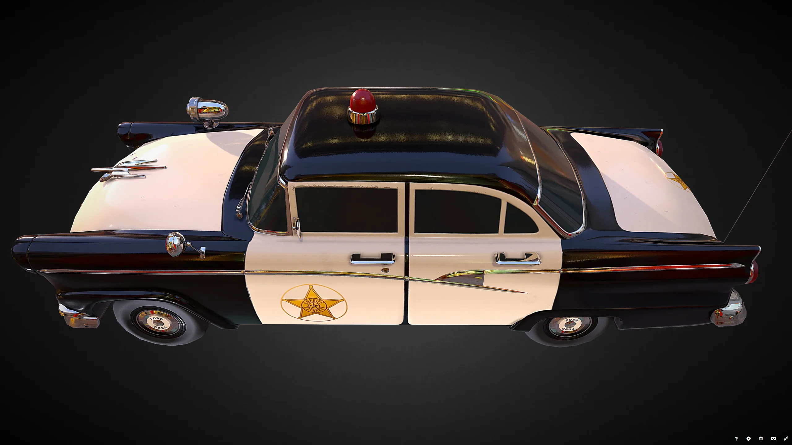 Vintage Police Car - Low Poly