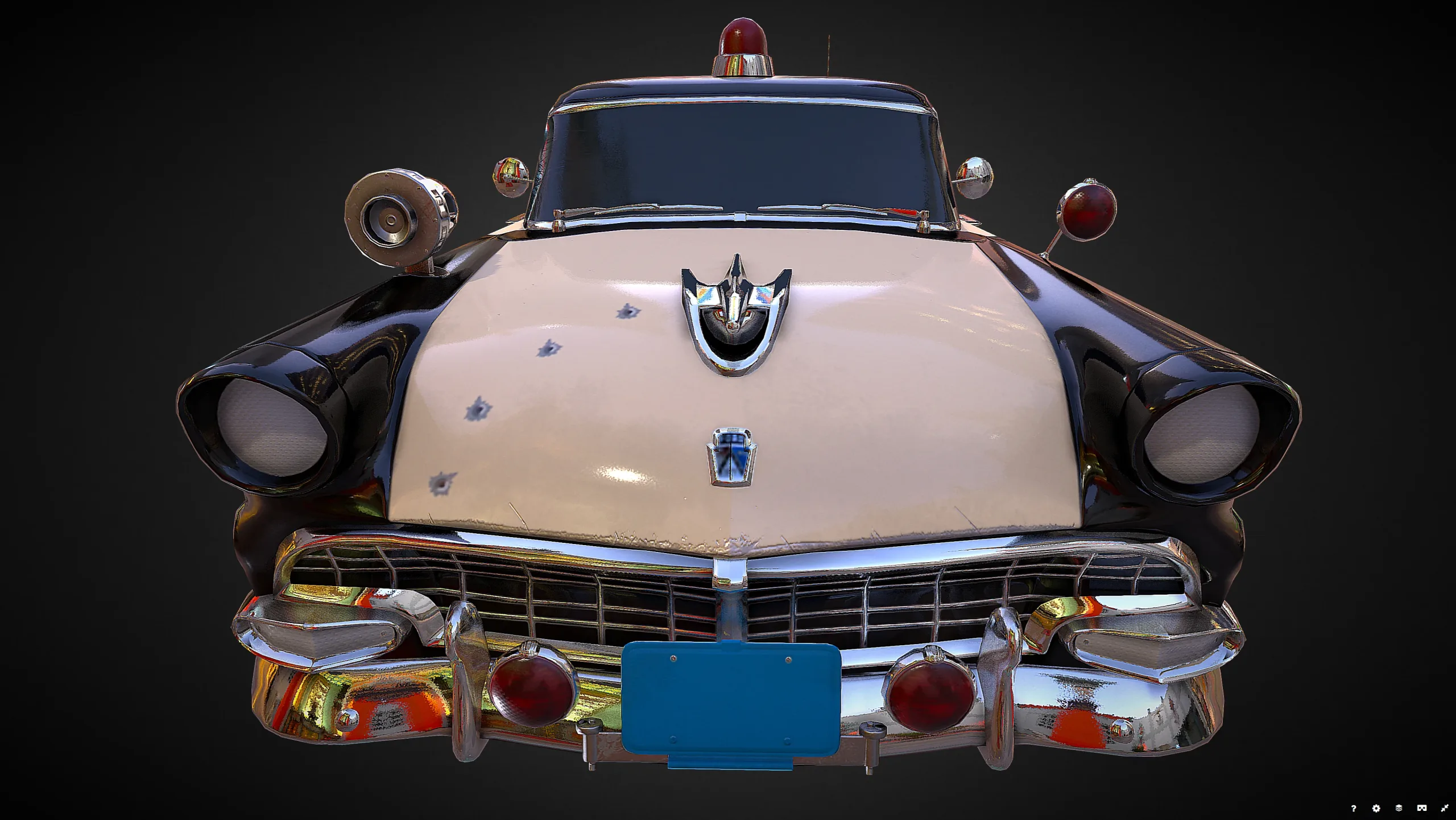 Vintage Police Car - Low Poly