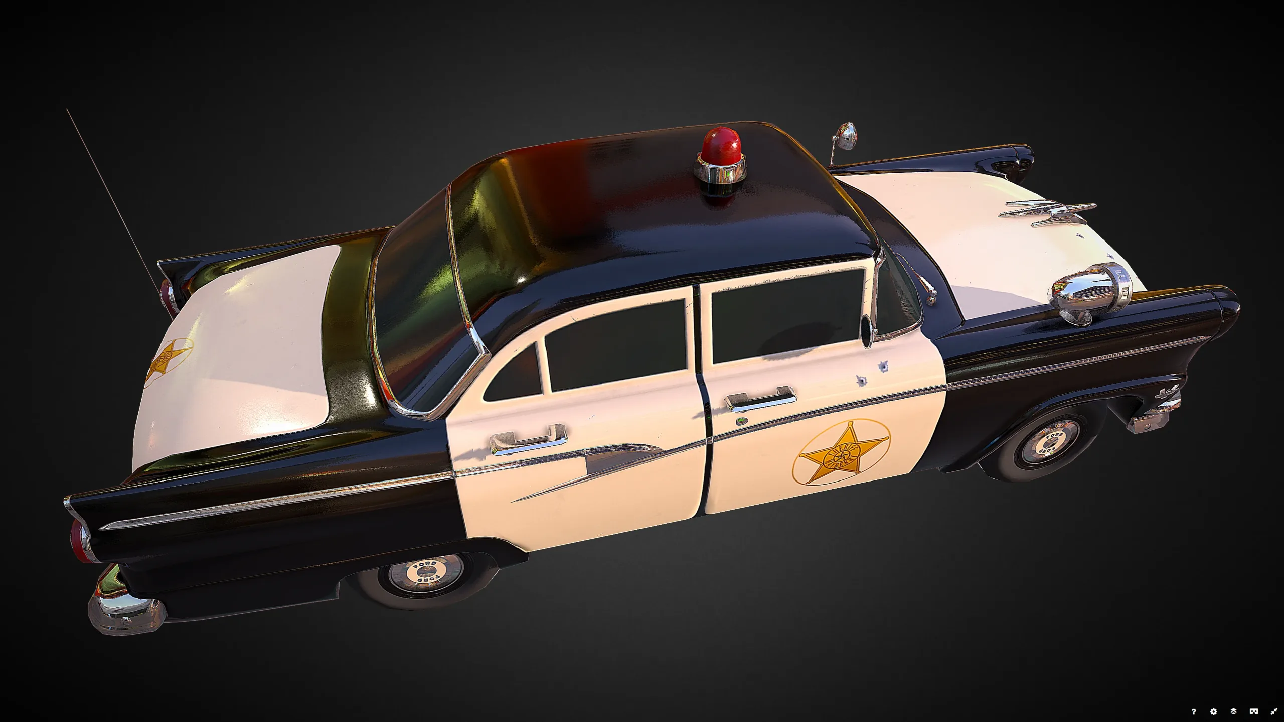 Vintage Police Car - Low Poly