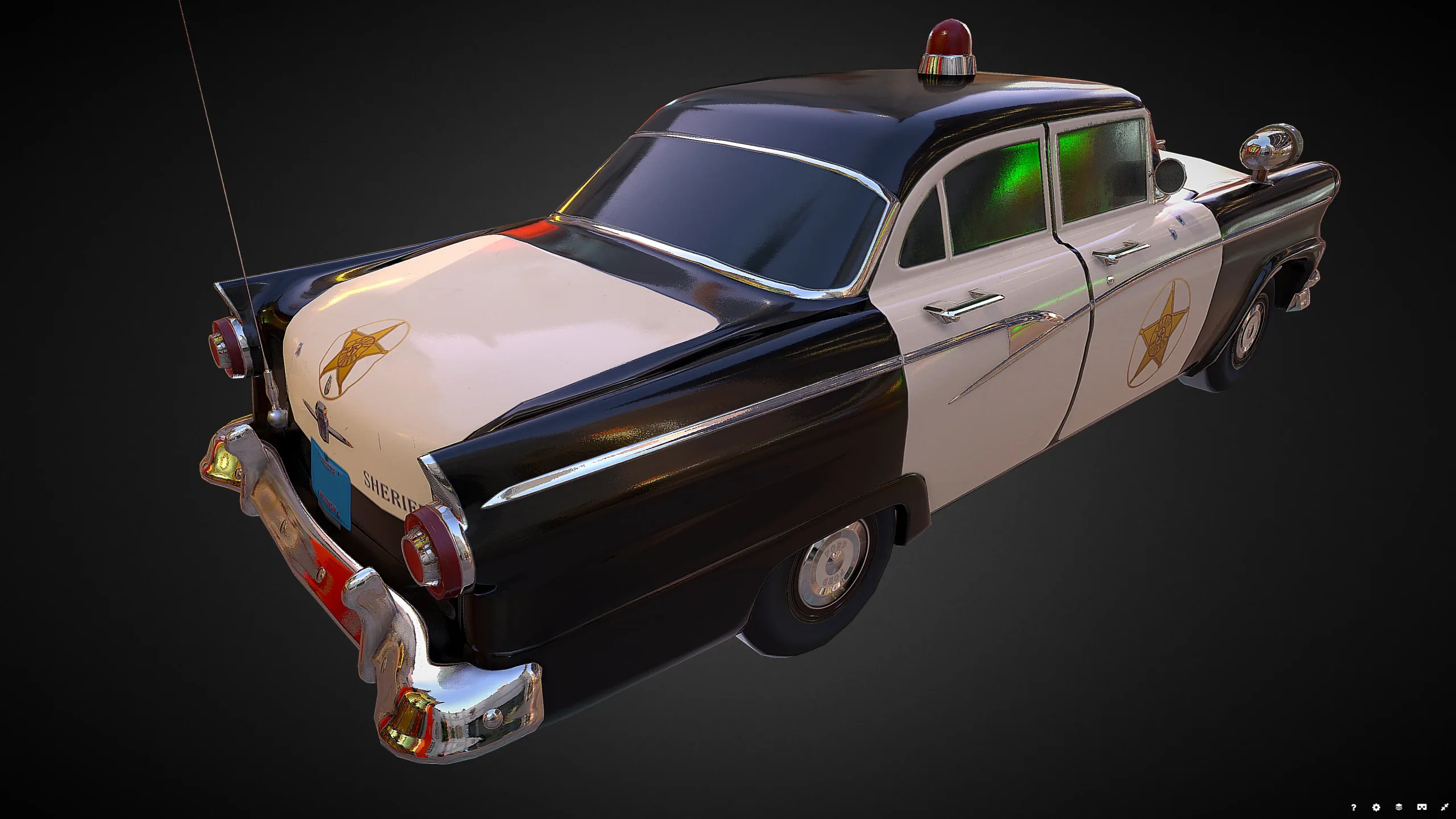 Vintage Police Car - Low Poly