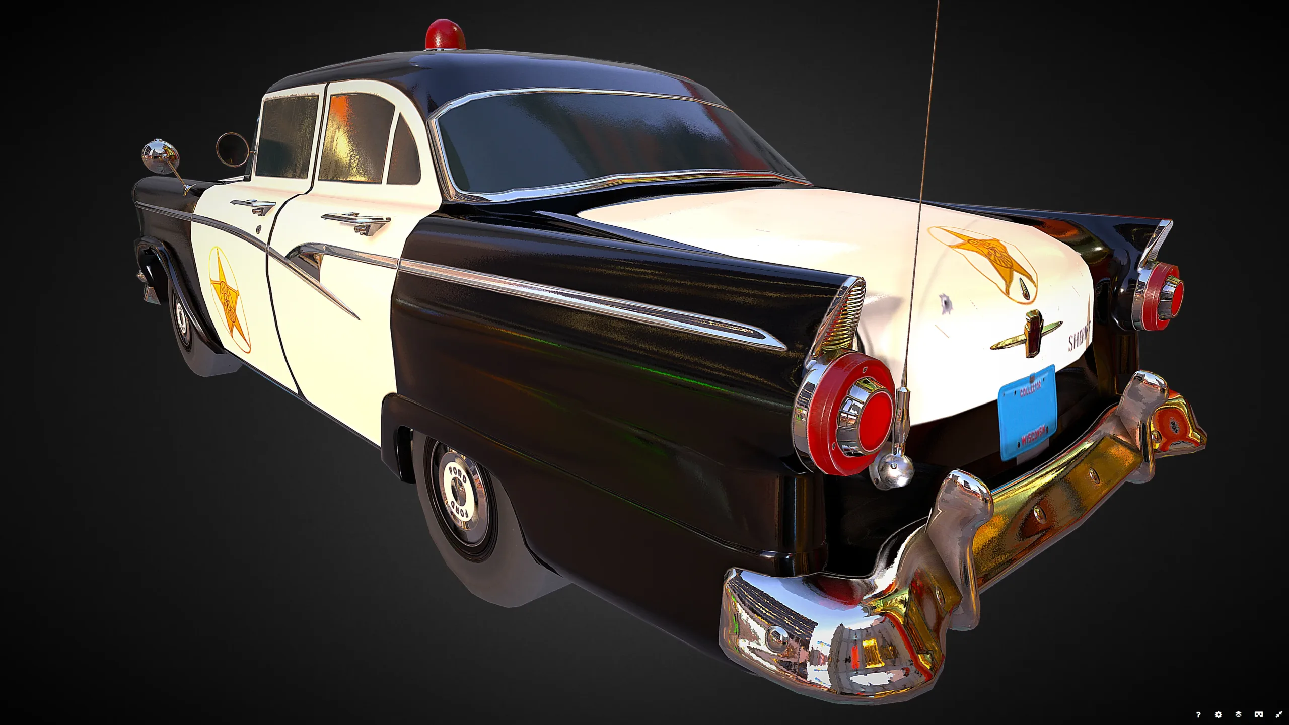 Vintage Police Car - Low Poly