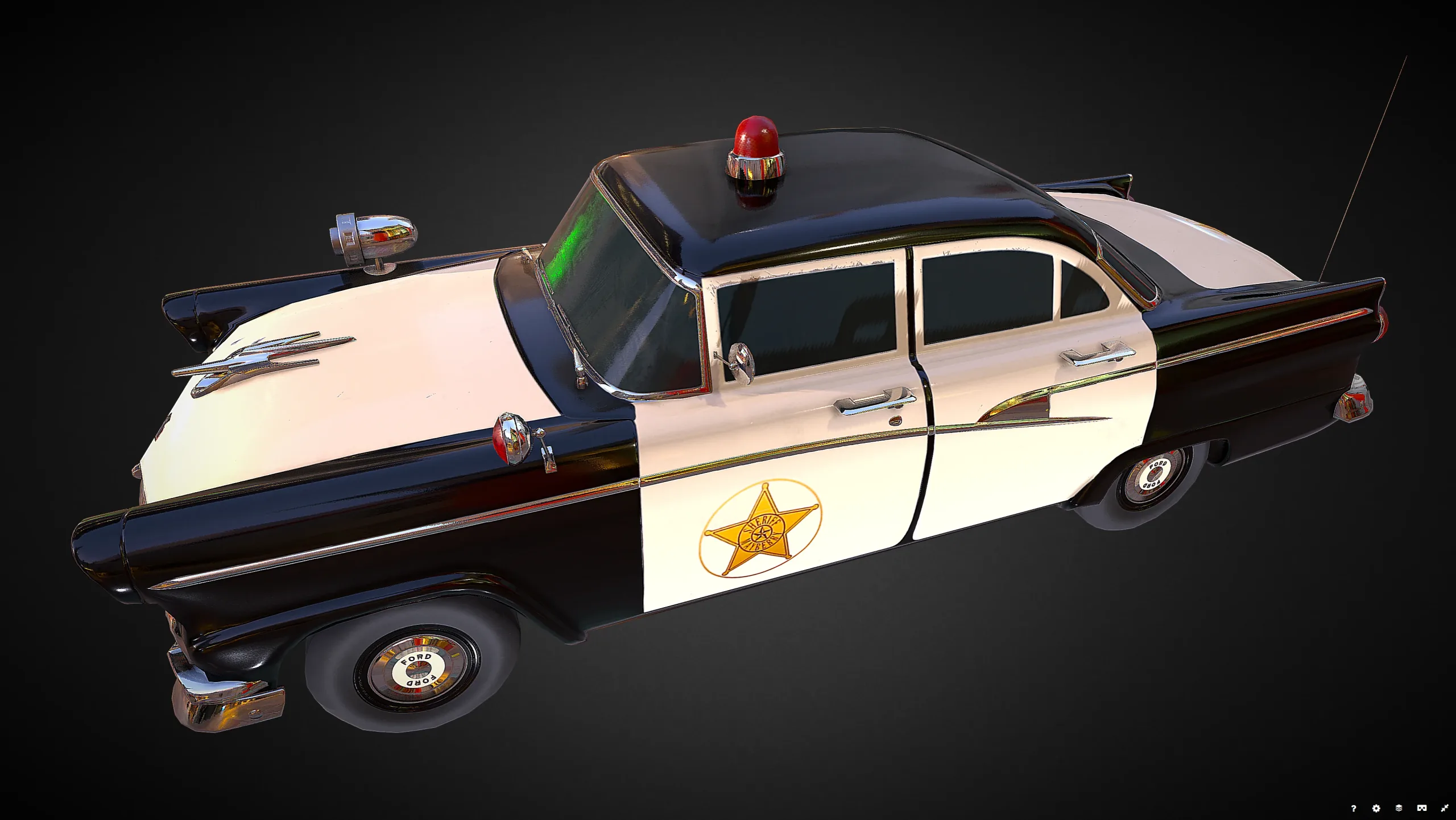 Vintage Police Car - Low Poly