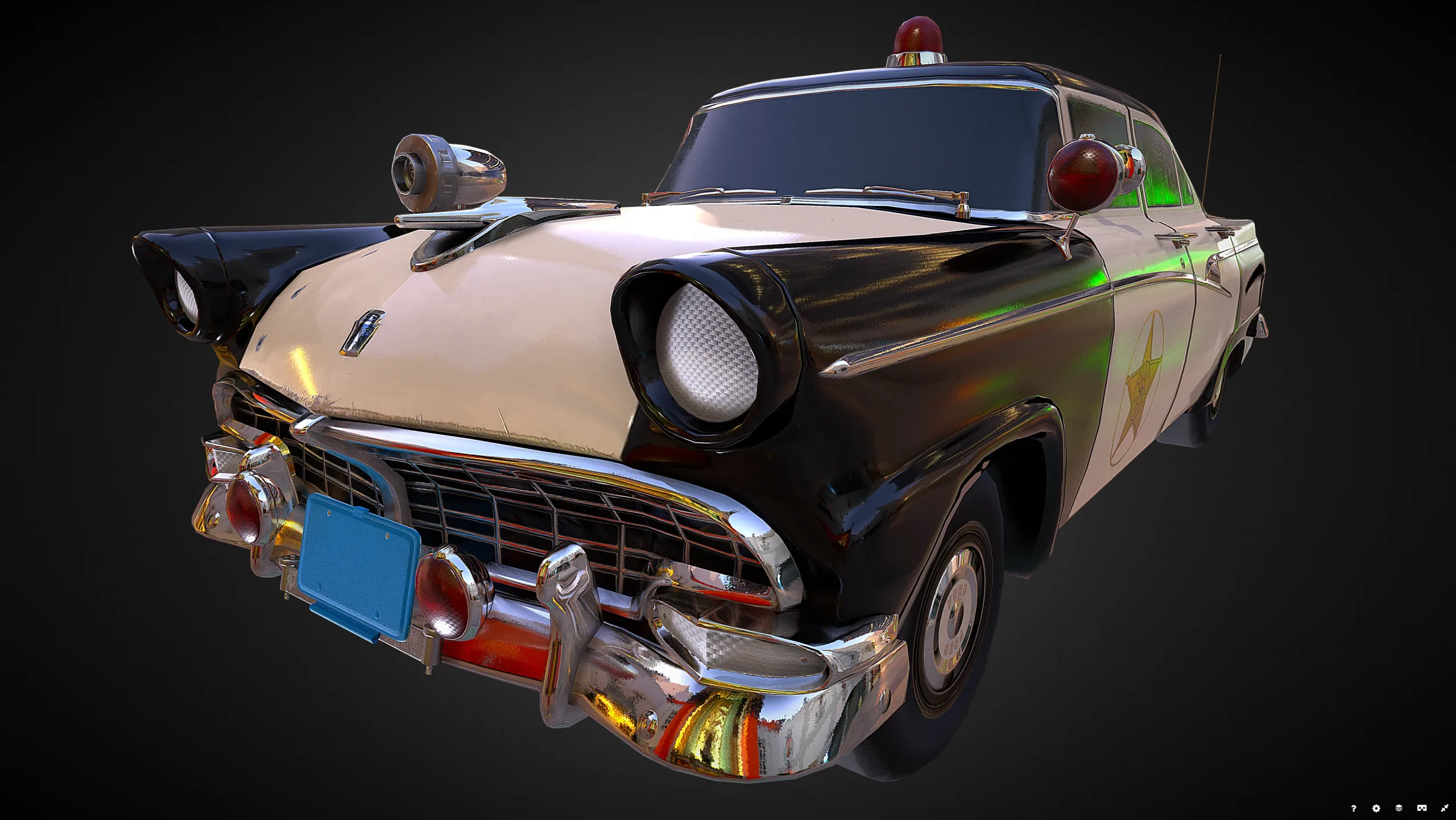 Vintage Police Car - Low Poly