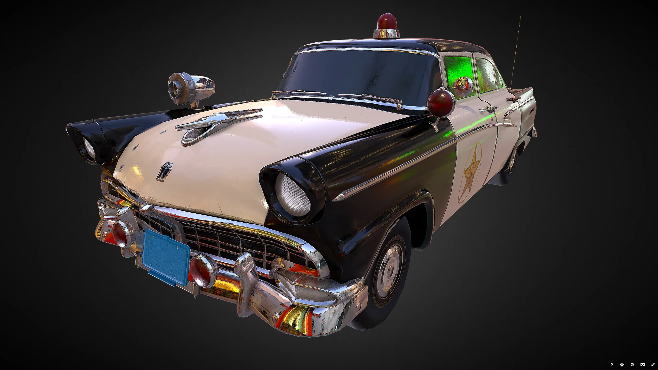 Vintage Police Car - Low Poly