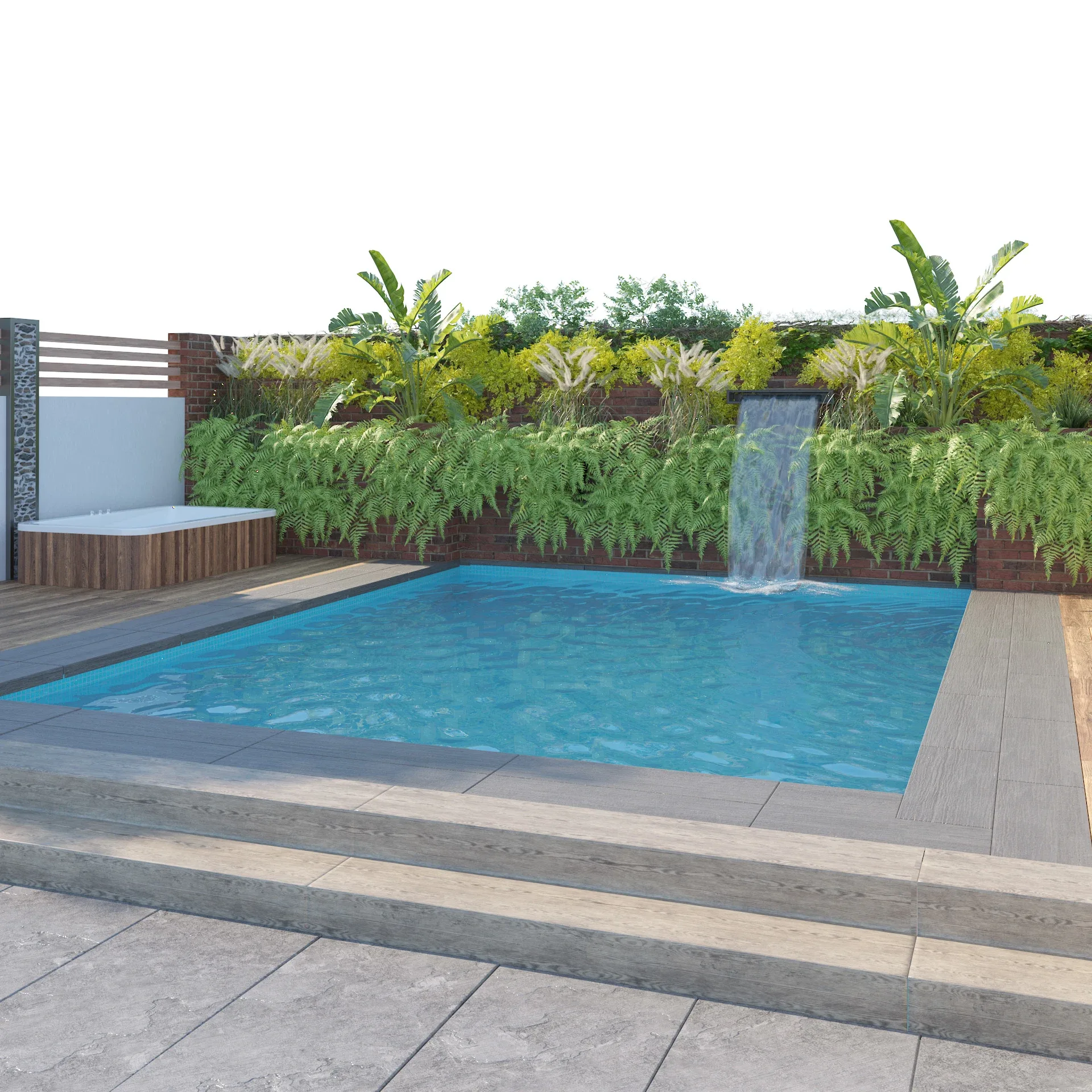 Garden pool with landscape