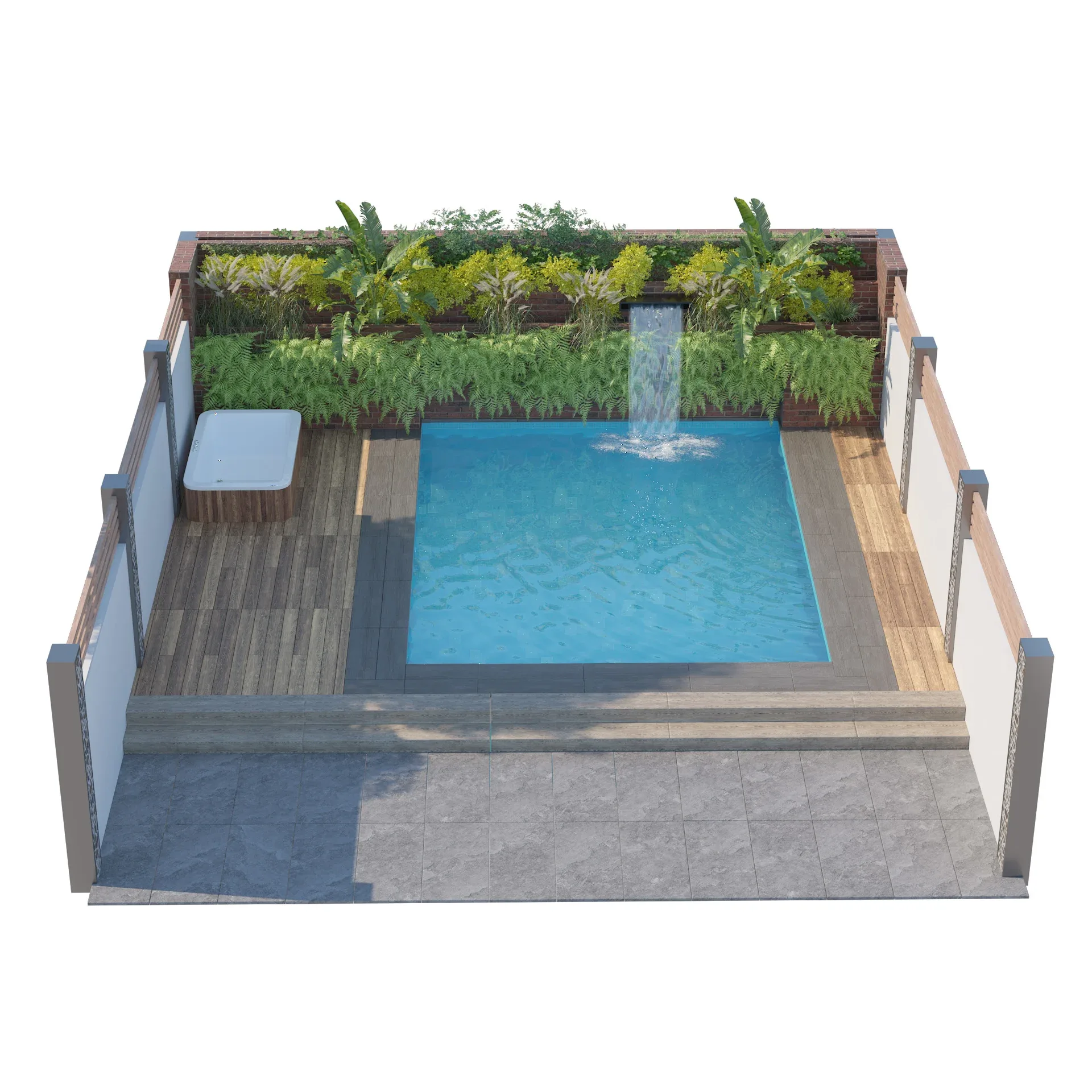 Garden pool with landscape
