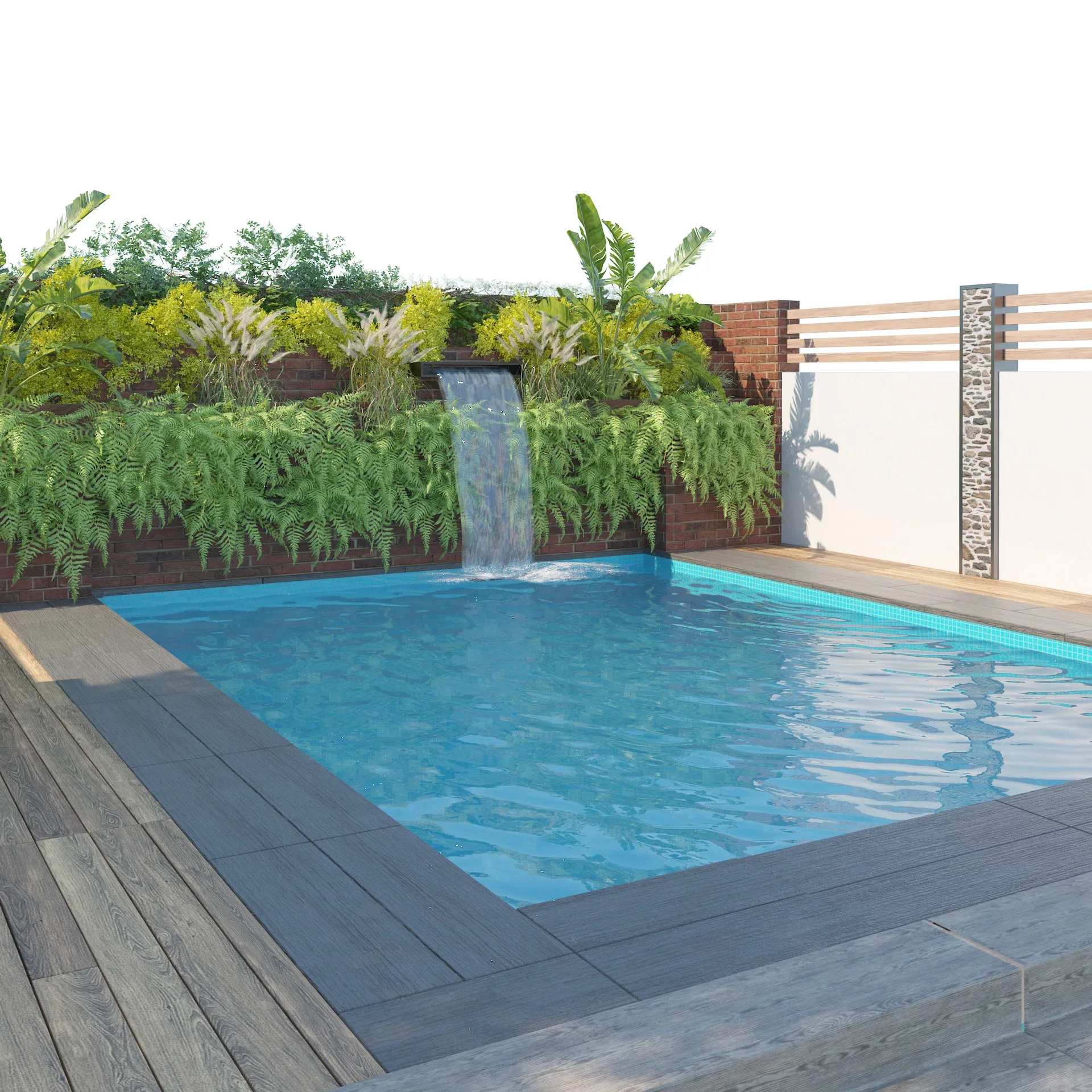 Garden pool with landscape