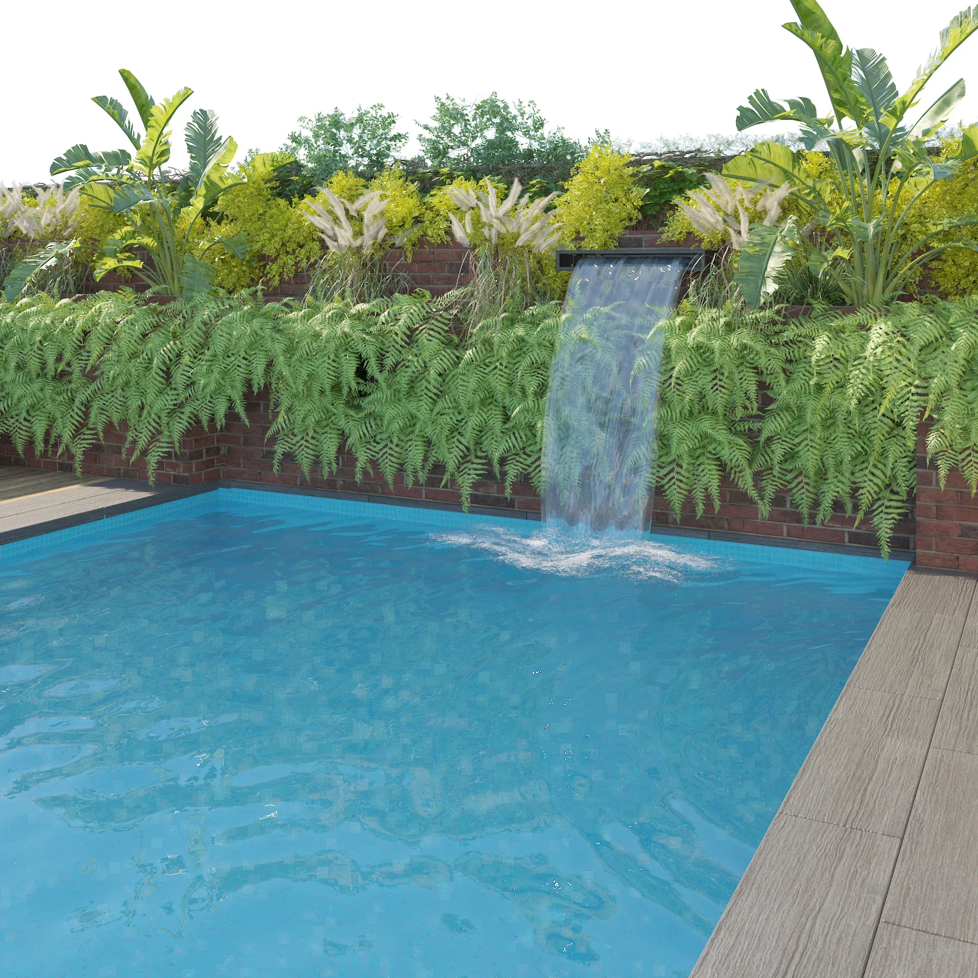 Garden pool with landscape