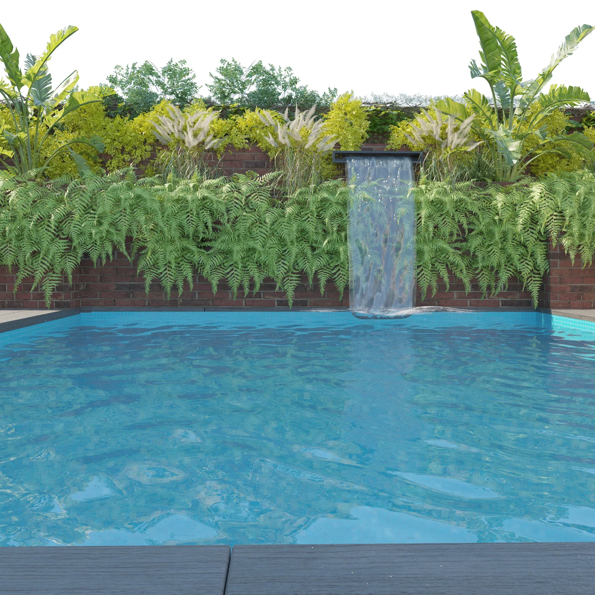 Garden pool with landscape