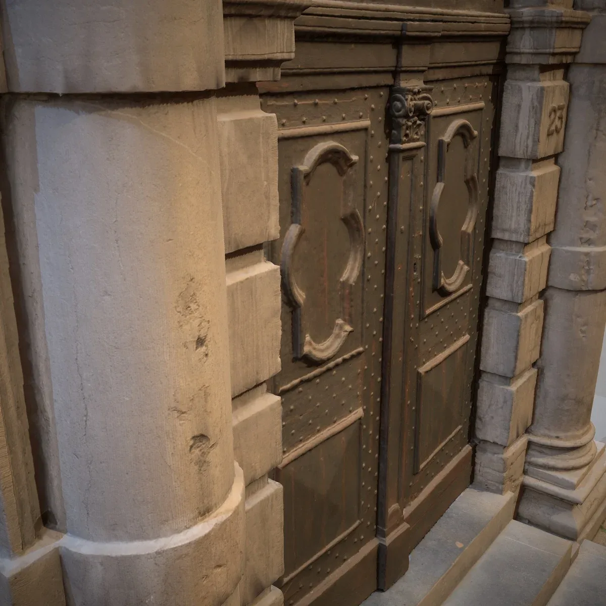 3D Scanned Church Door for Realistic Architectural Visualization and VR Simulations