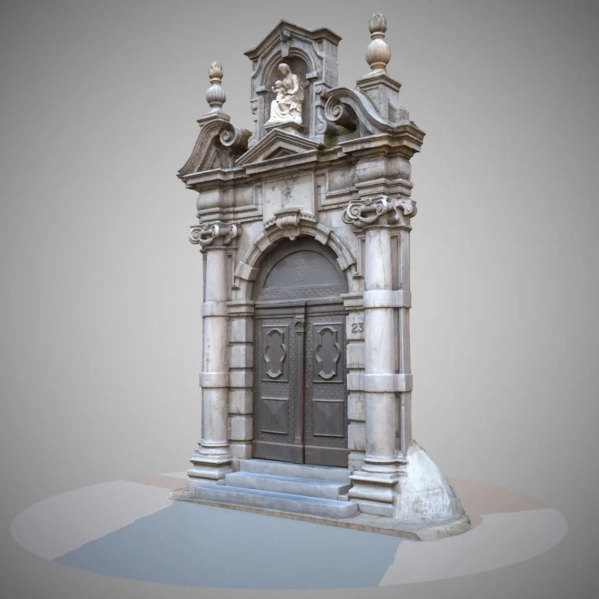 3D Scanned Church Door for Realistic Architectural Visualization and VR Simulations