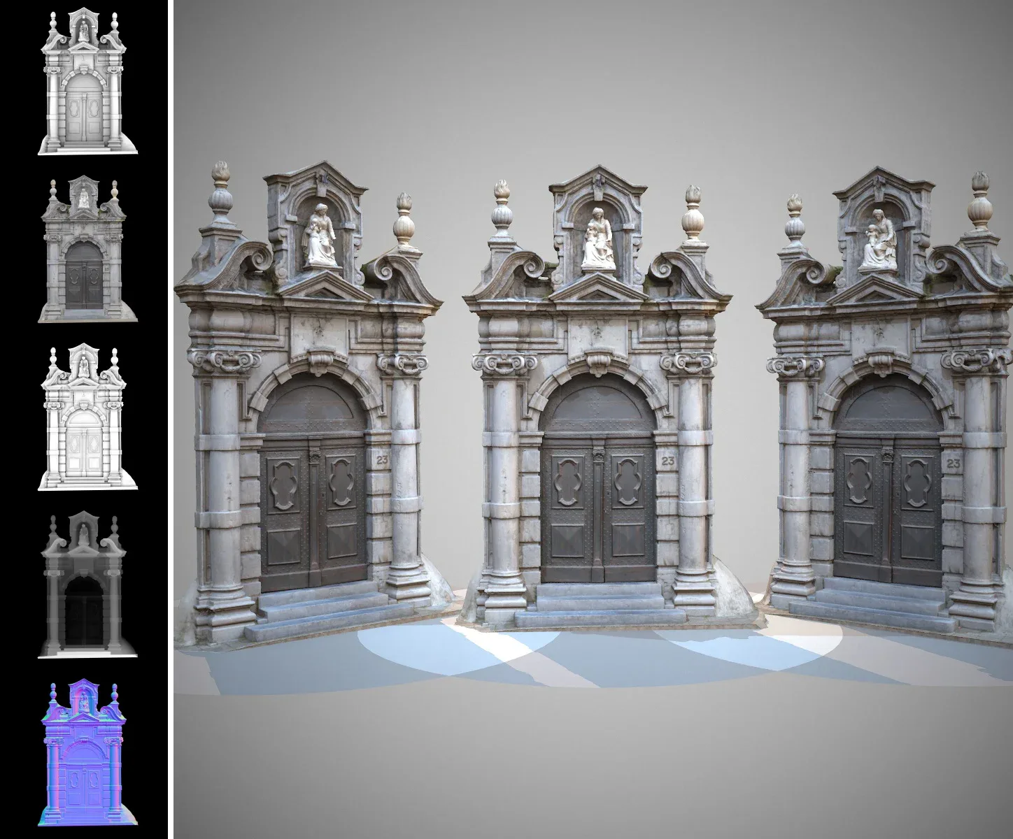3D Scanned Church Door for Realistic Architectural Visualization and VR Simulations