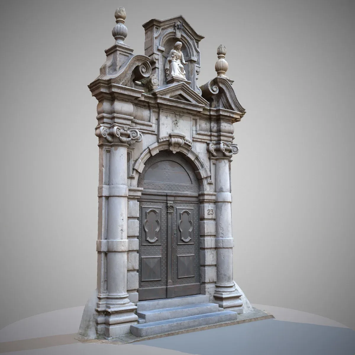 3D Scanned Church Door for Realistic Architectural Visualization and VR Simulations
