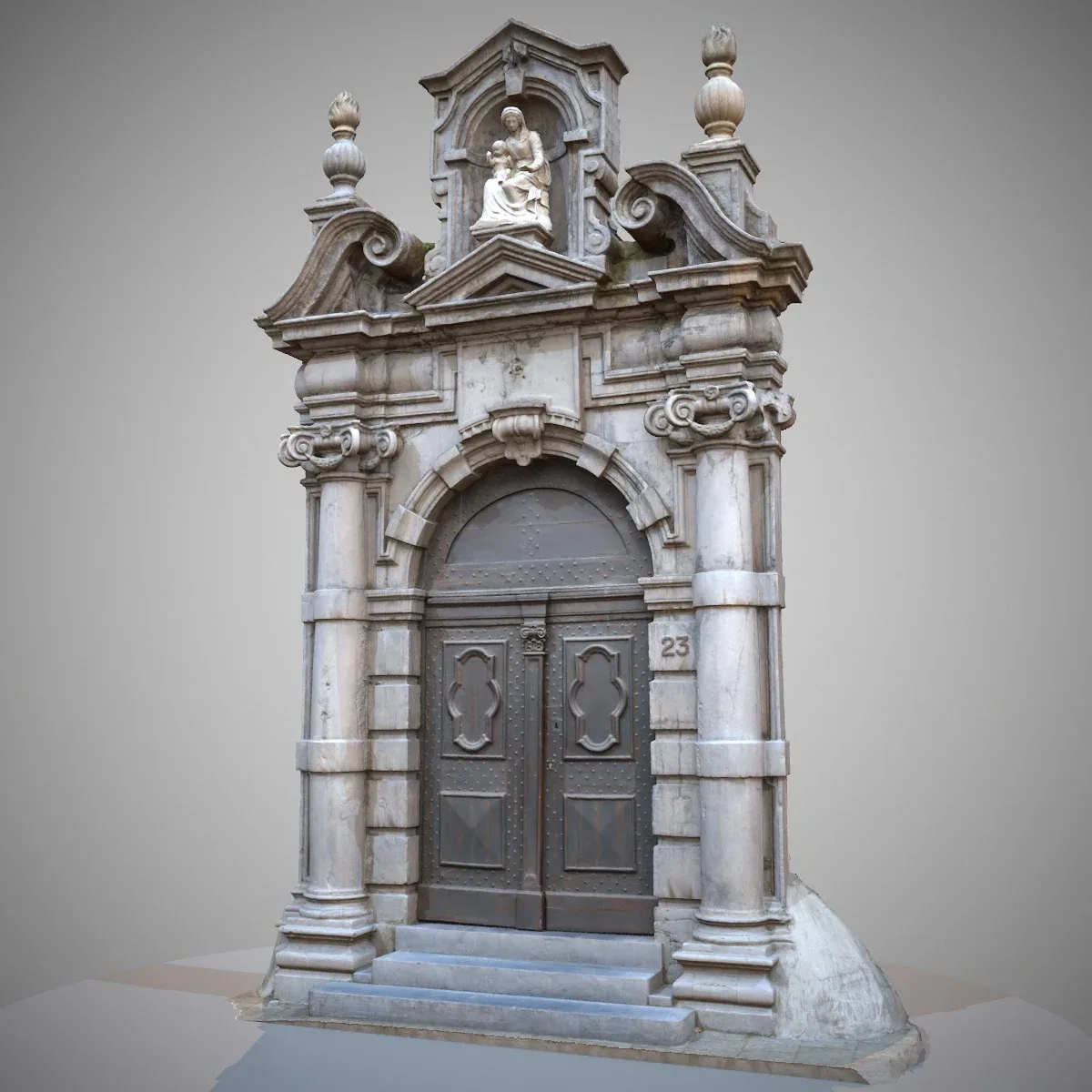 3D Scanned Church Door for Realistic Architectural Visualization and VR Simulations