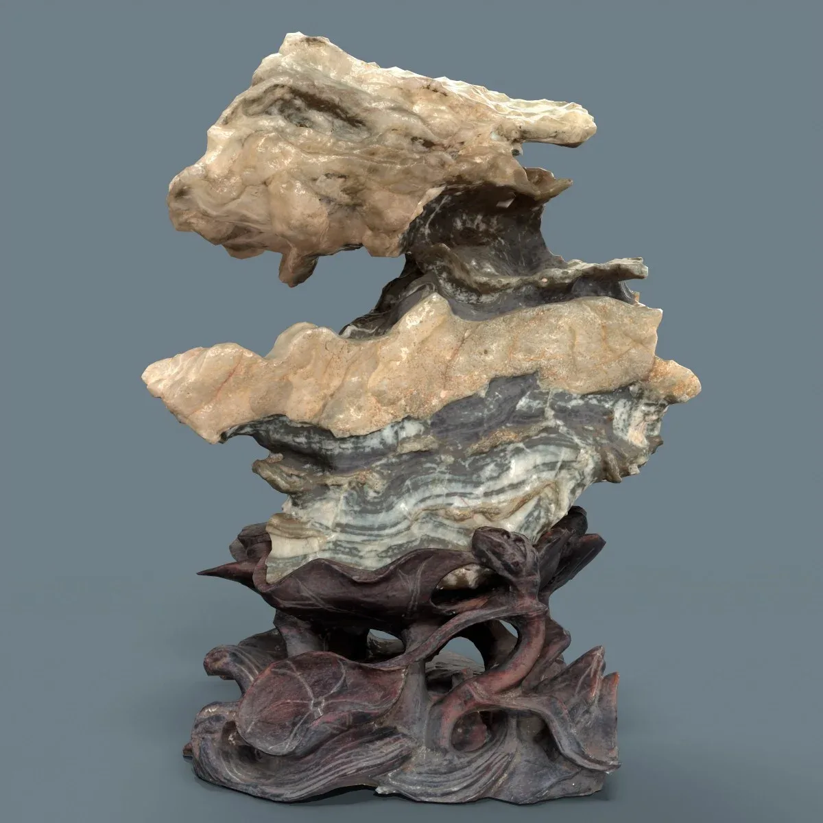 Suiseki Stone 9 from Japan - High-Quality 3D Model with Metallic-Roughness PBR Textures for Games, VR, and Art Projects