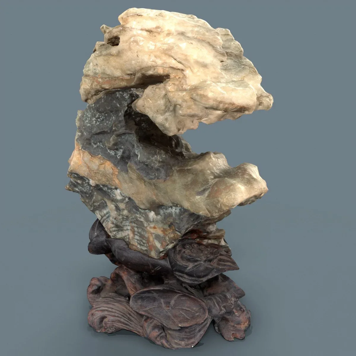 Suiseki Stone 9 from Japan - High-Quality 3D Model with Metallic-Roughness PBR Textures for Games, VR, and Art Projects