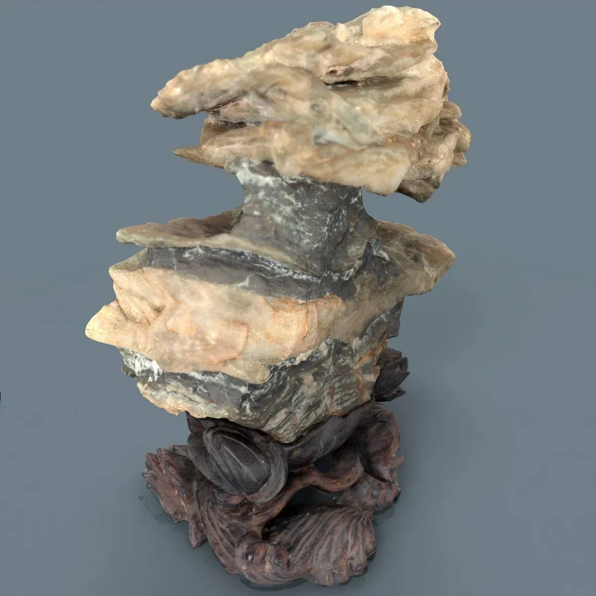 Suiseki Stone 9 from Japan - High-Quality 3D Model with Metallic-Roughness PBR Textures for Games, VR, and Art Projects