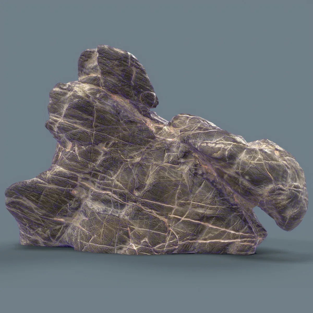 Suiseki Stone 15 from Japan - High-Quality 3D Model with Metallic-Roughness PBR Textures for Games, VR, and Art Projects