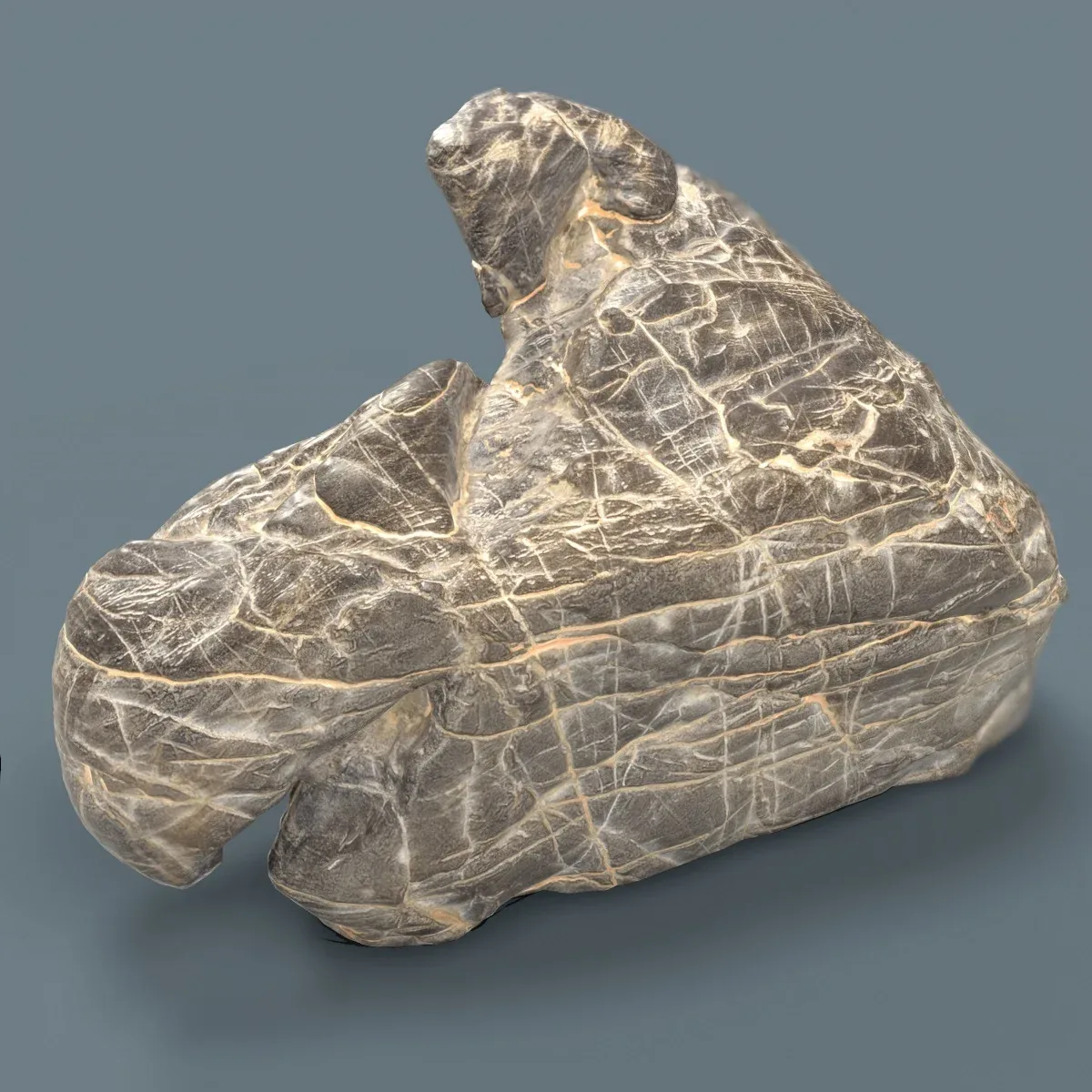 Suiseki Stone 15 from Japan - High-Quality 3D Model with Metallic-Roughness PBR Textures for Games, VR, and Art Projects