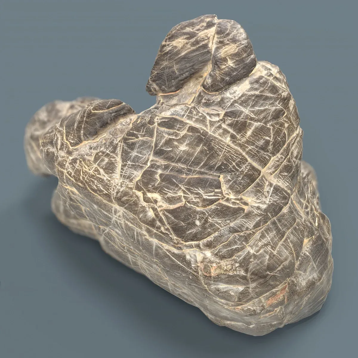 Suiseki Stone 15 from Japan - High-Quality 3D Model with Metallic-Roughness PBR Textures for Games, VR, and Art Projects