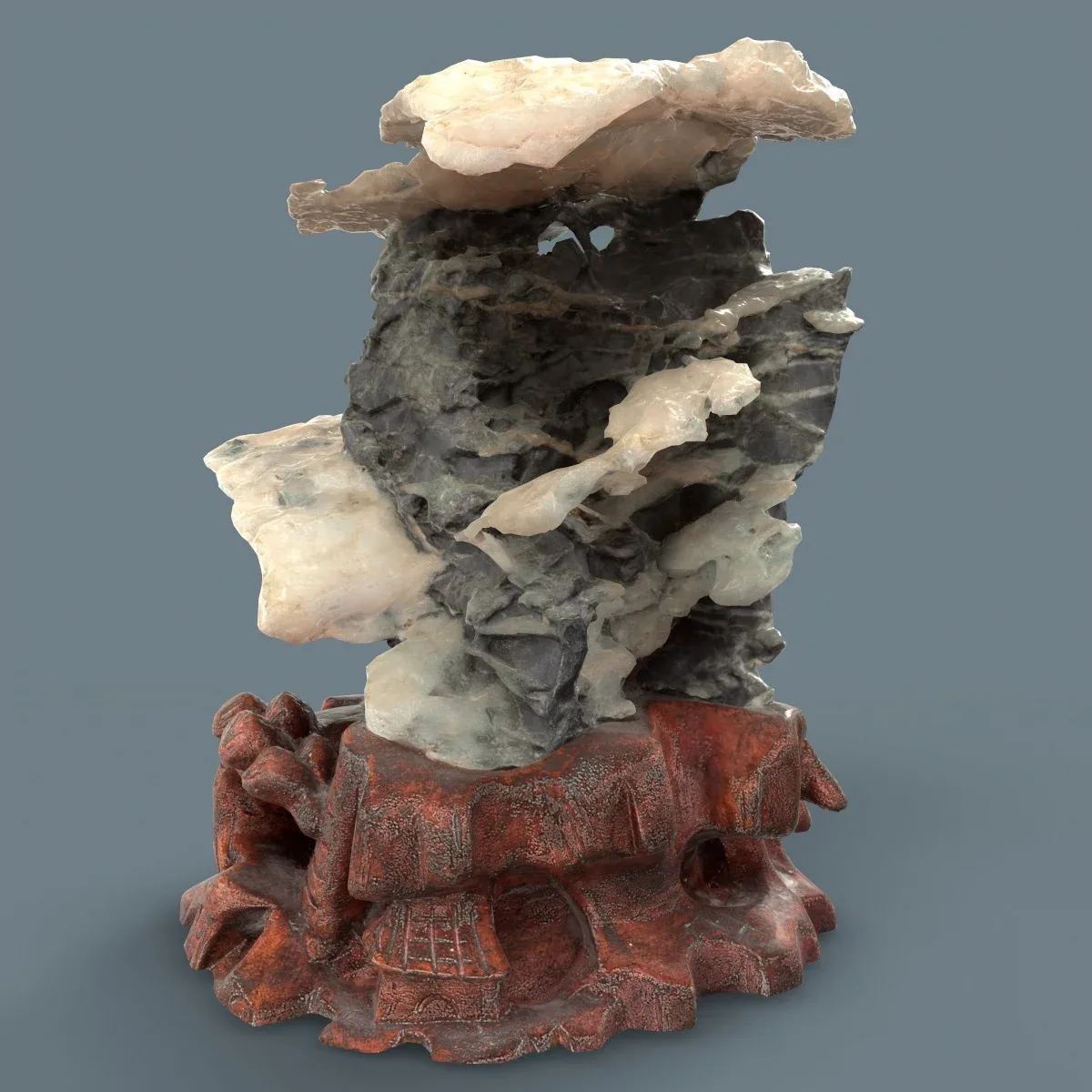 Suiseki Stone 19 from Japan - High-Quality 3D Model with Metallic-Roughness PBR Textures for Games, VR, and Art Projects