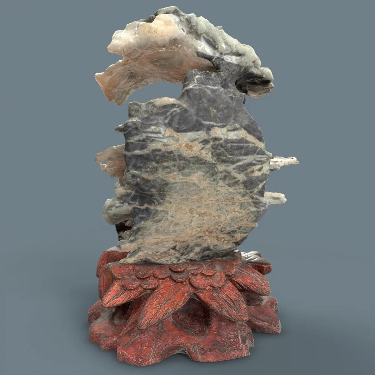 Suiseki Stone 19 from Japan - High-Quality 3D Model with Metallic-Roughness PBR Textures for Games, VR, and Art Projects