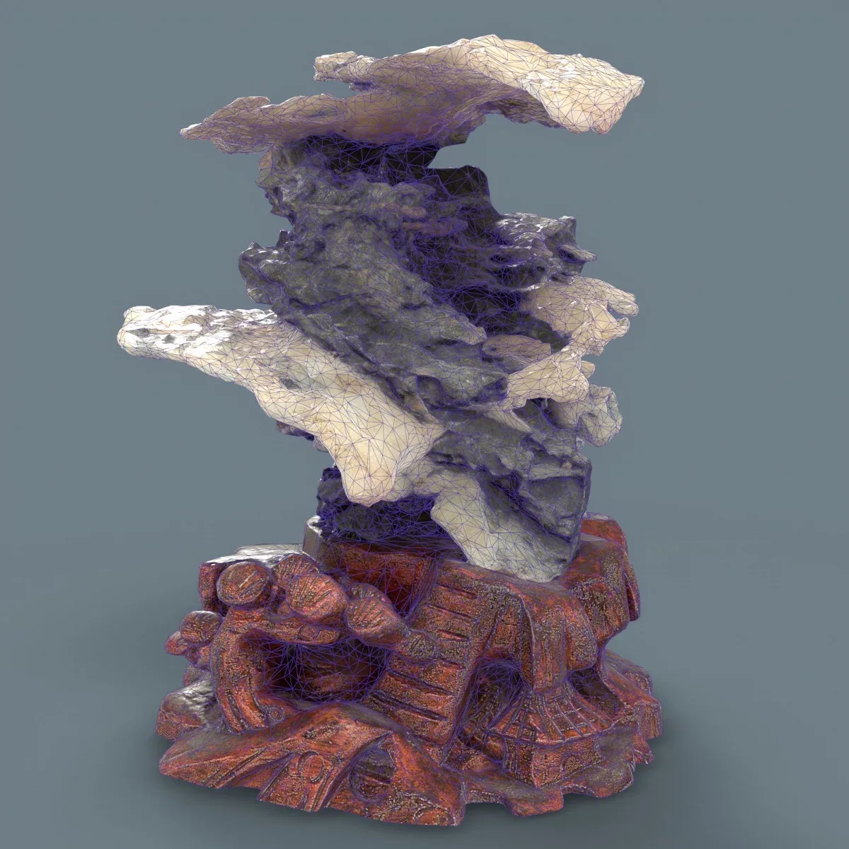 Suiseki Stone 19 from Japan - High-Quality 3D Model with Metallic-Roughness PBR Textures for Games, VR, and Art Projects