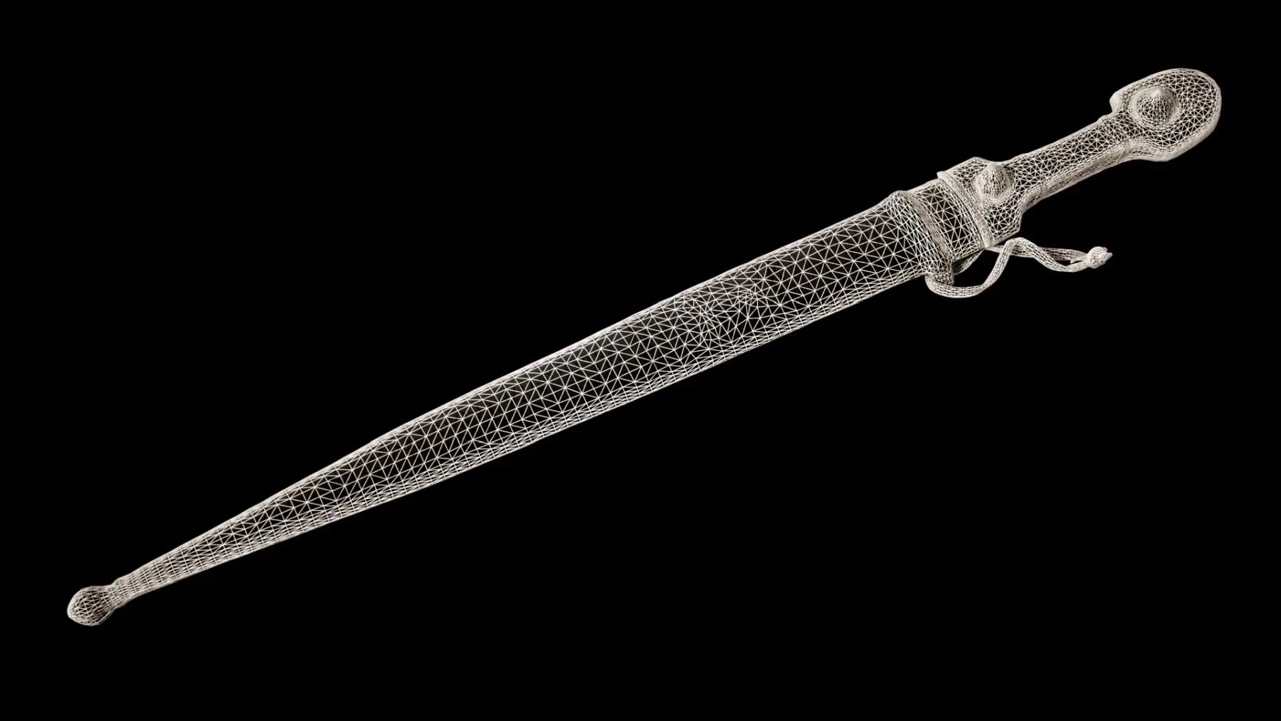 High-Quality 3D Scanned Silver Dagger Knife - OBJ Format with 2K Textures for Games, 3D Printing, Arch Viz, and Virtual Reality