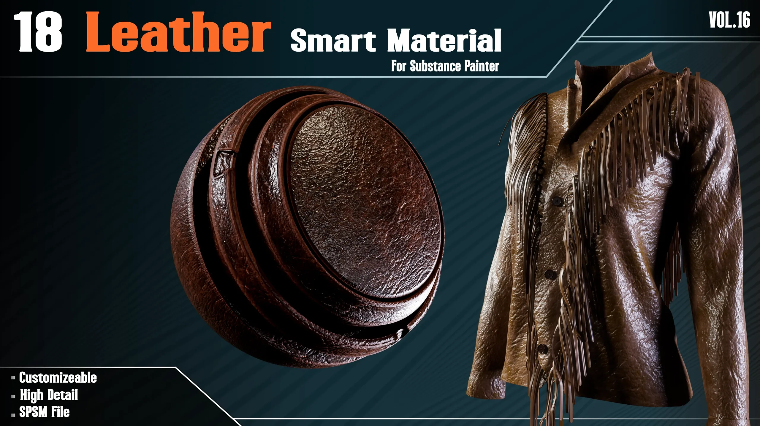 18 Leather Smart Materials - VOL 16 (spsm file) + Free Sample