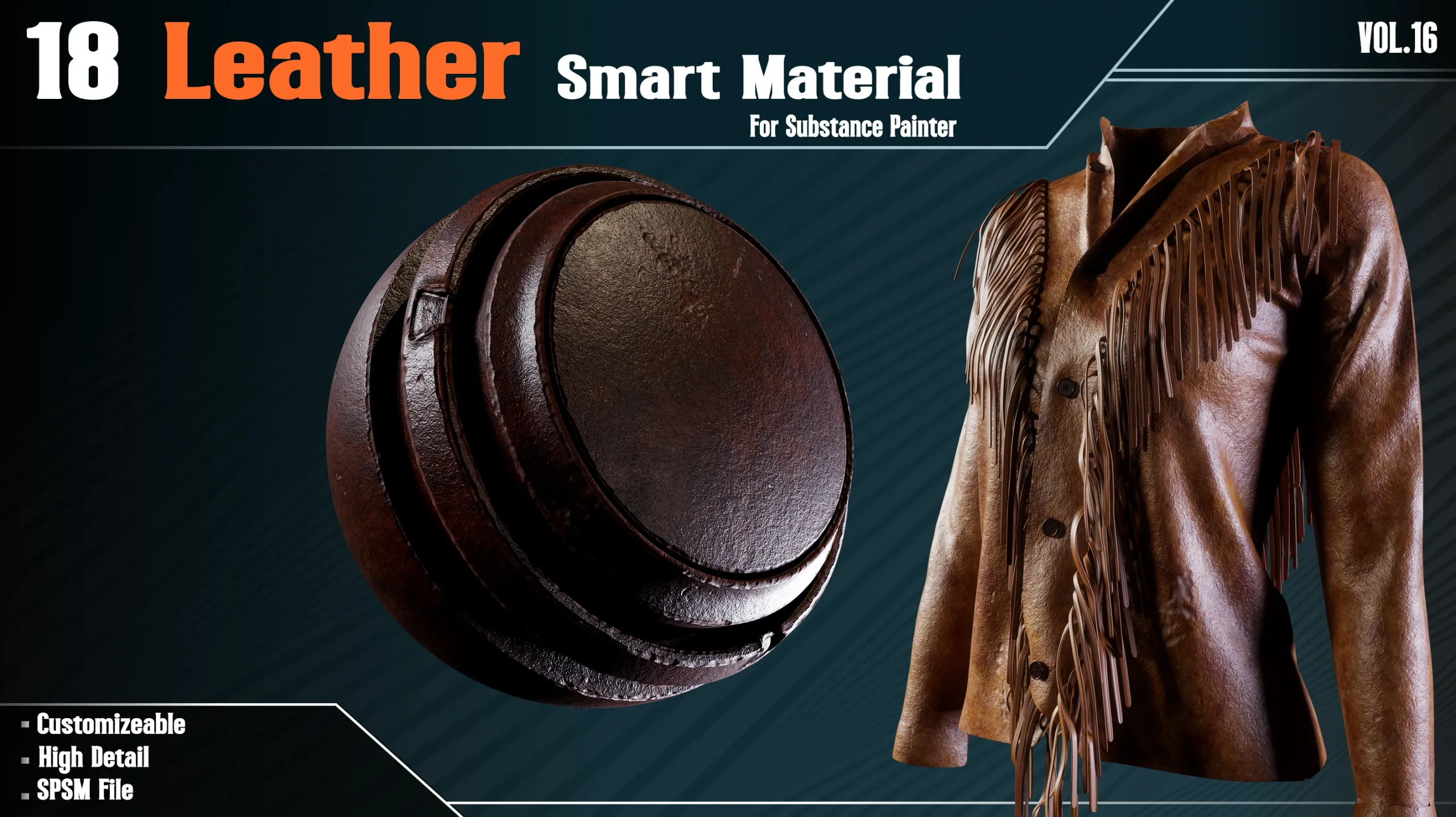 18 Leather Smart Materials - VOL 16 (spsm file) + Free Sample