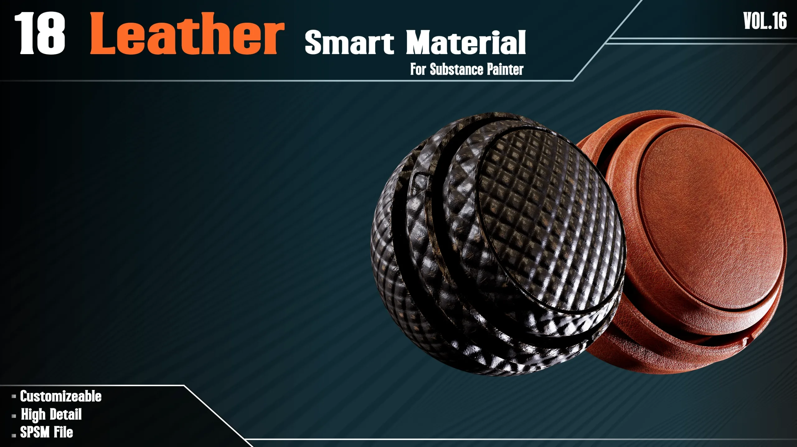 18 Leather Smart Materials - VOL 16 (spsm file) + Free Sample