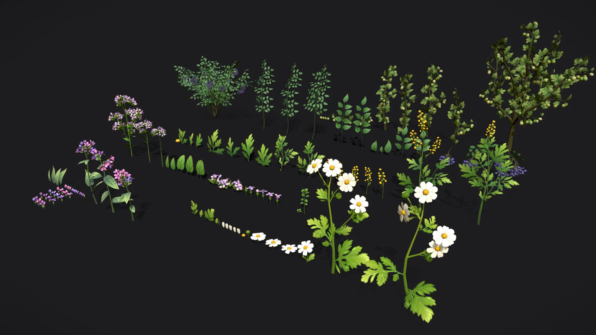 Pack Stylized handpainted plants and sprigs