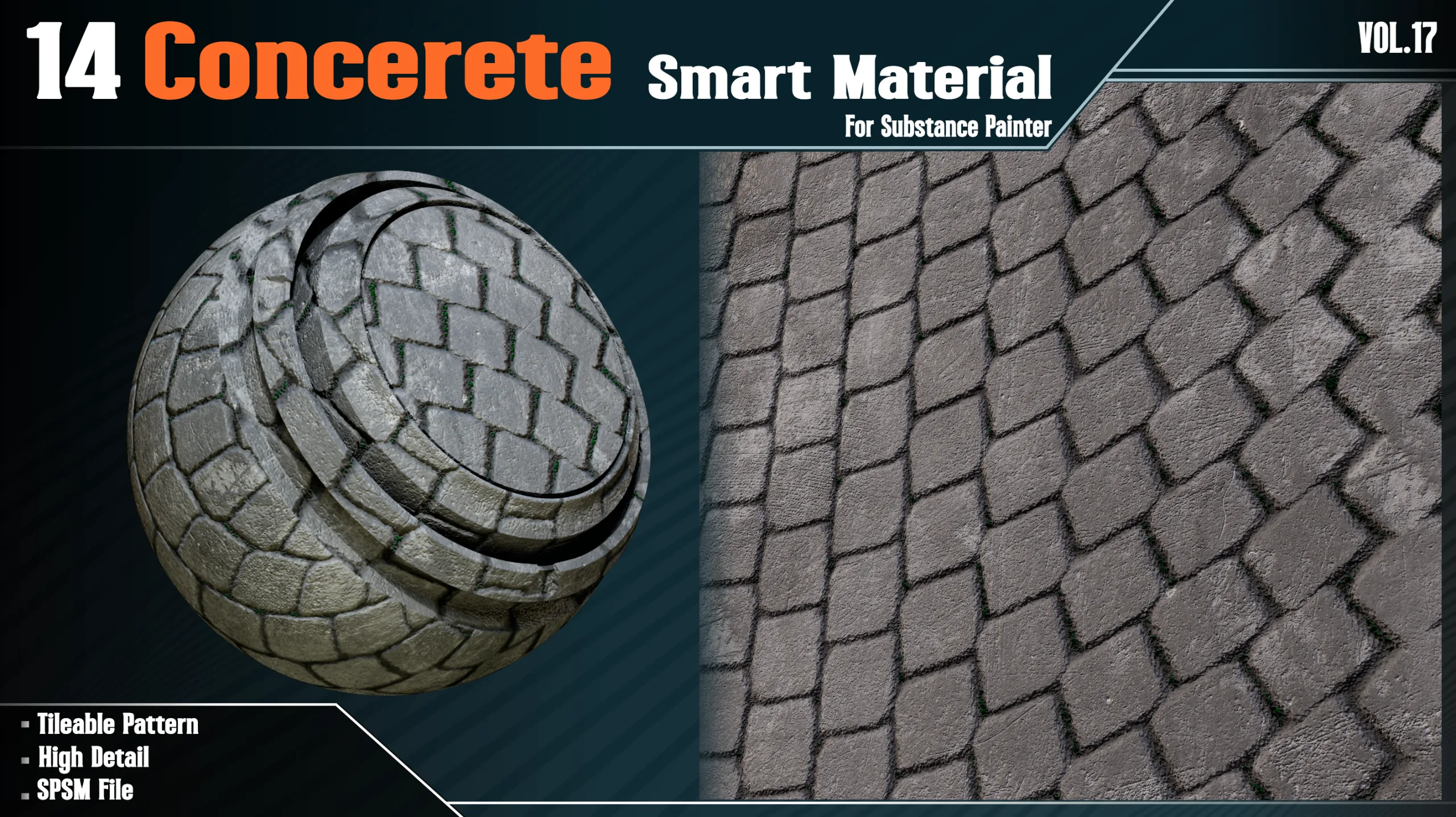 14 High detail Concrete Smart materials - Vol17 (spsm file)