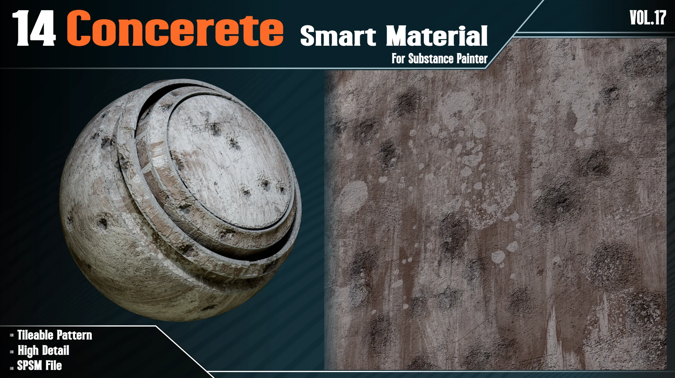 14 High detail Concrete Smart materials - Vol17 (spsm file)