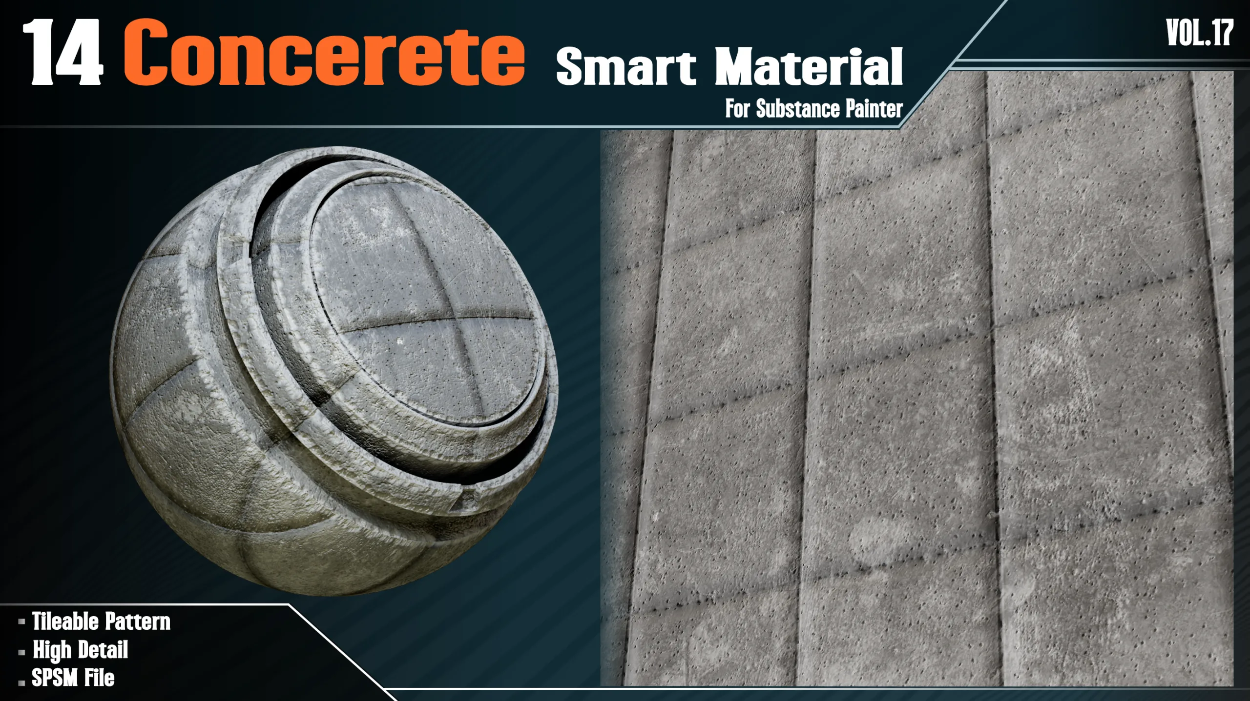 14 High detail Concrete Smart materials - Vol17 (spsm file)