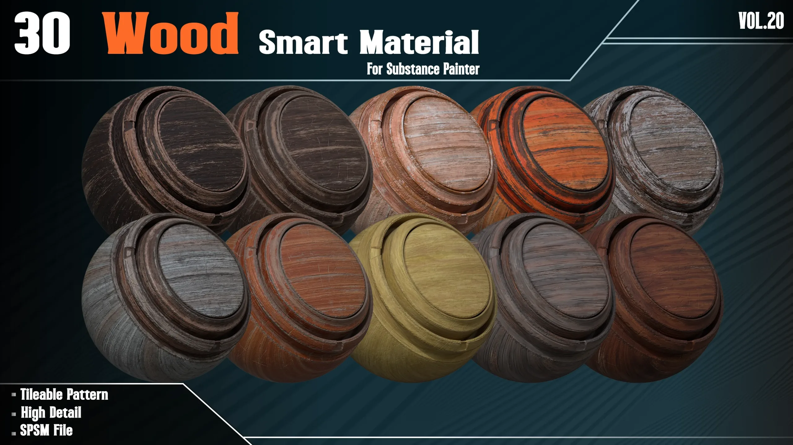 30 Wood Smart Materials - VOL20 (spsm file+2 Free Sample)