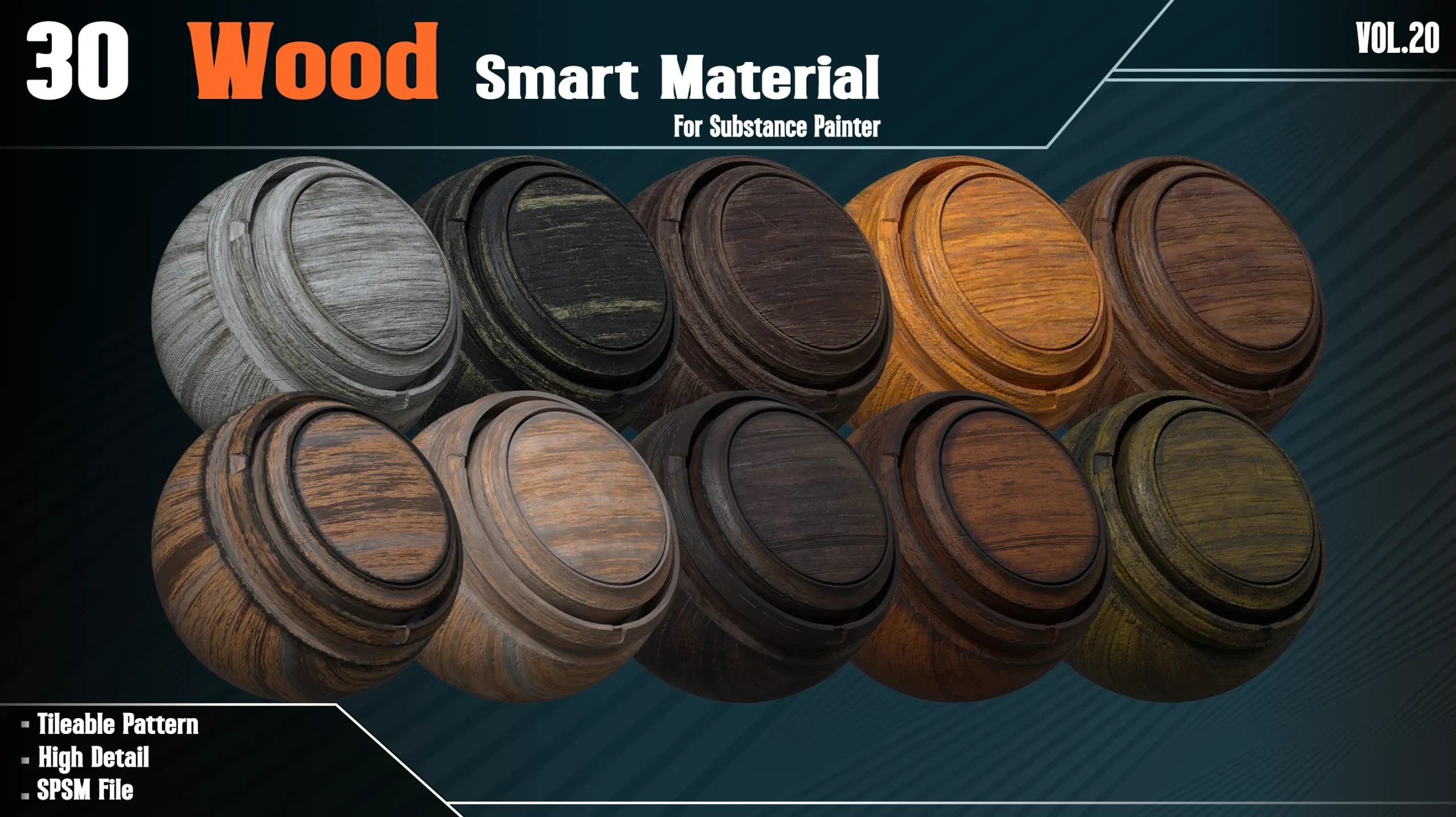 30 Wood Smart Materials - VOL20 (spsm file+2 Free Sample)