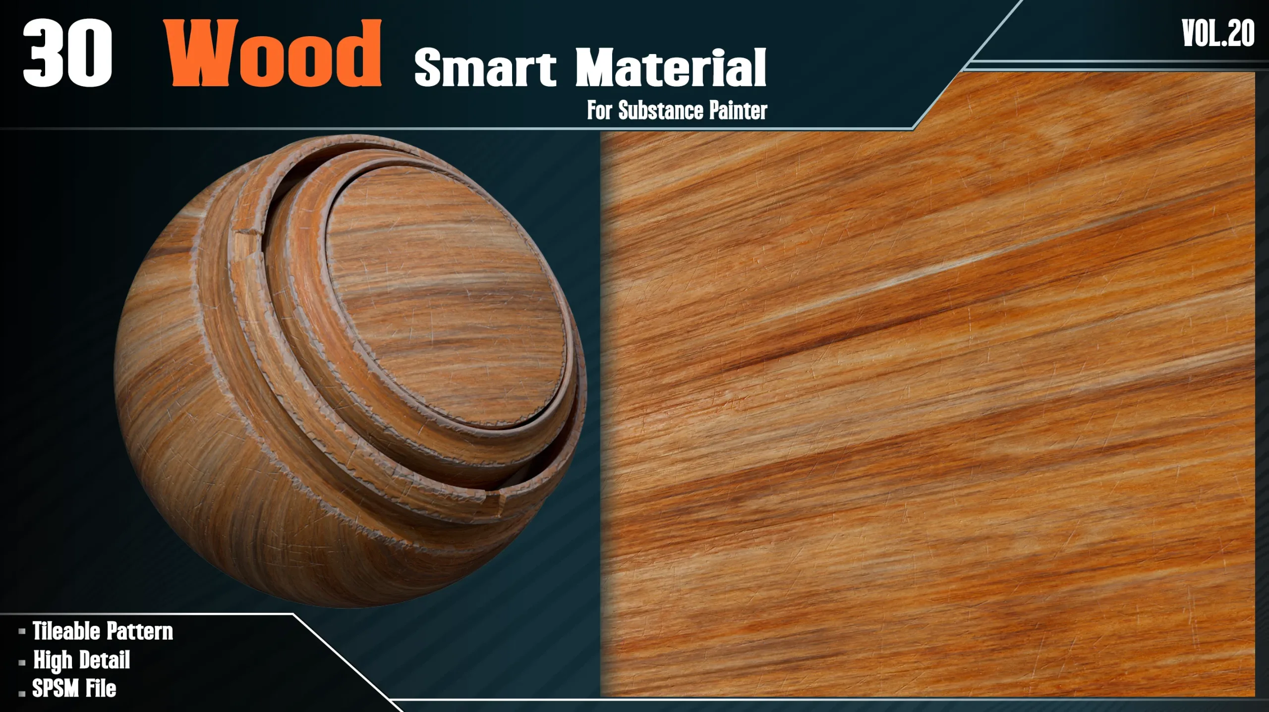 30 Wood Smart Materials - VOL20 (spsm file+2 Free Sample)
