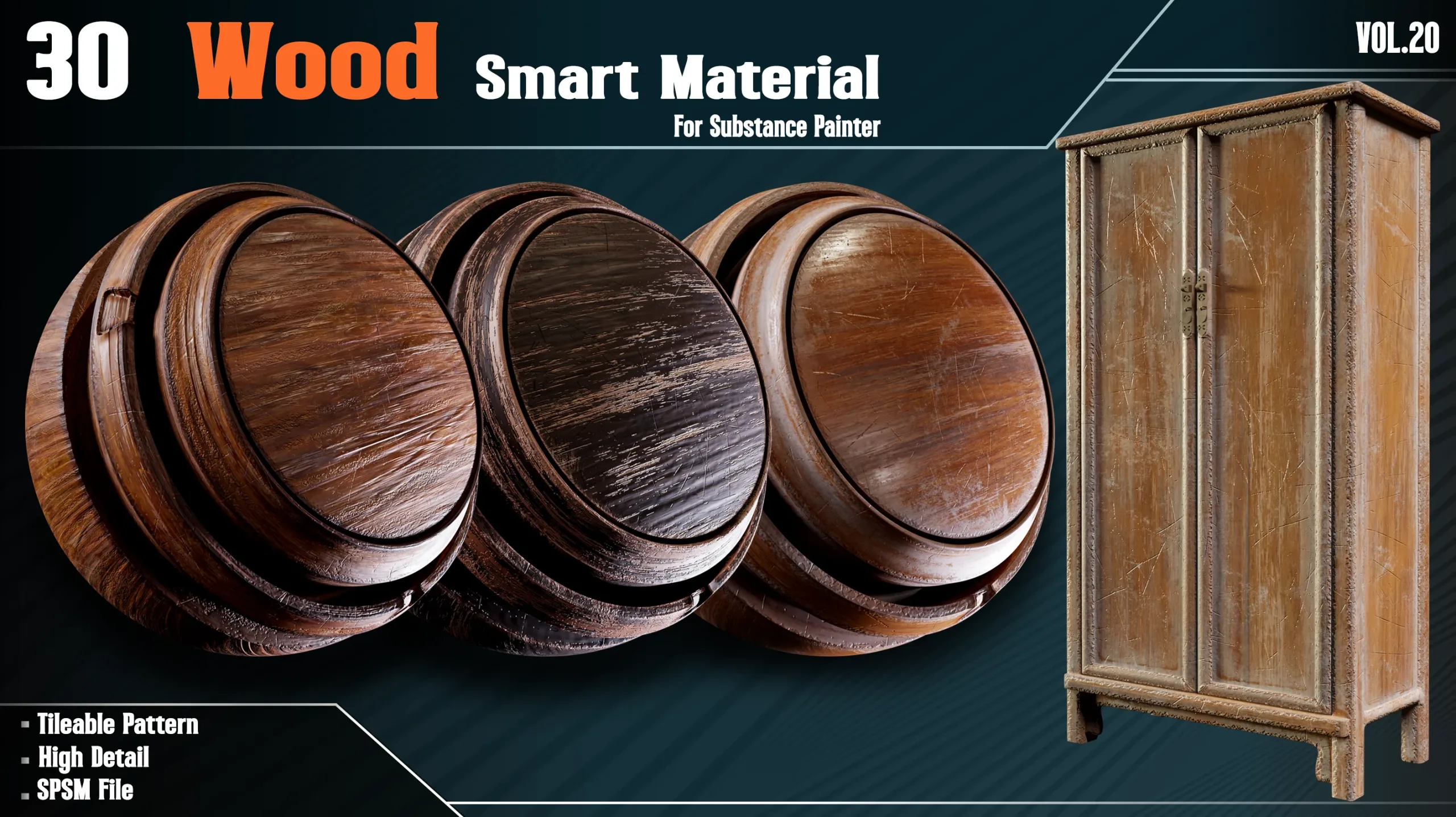 30 Wood Smart Materials - VOL20 (spsm file+2 Free Sample)